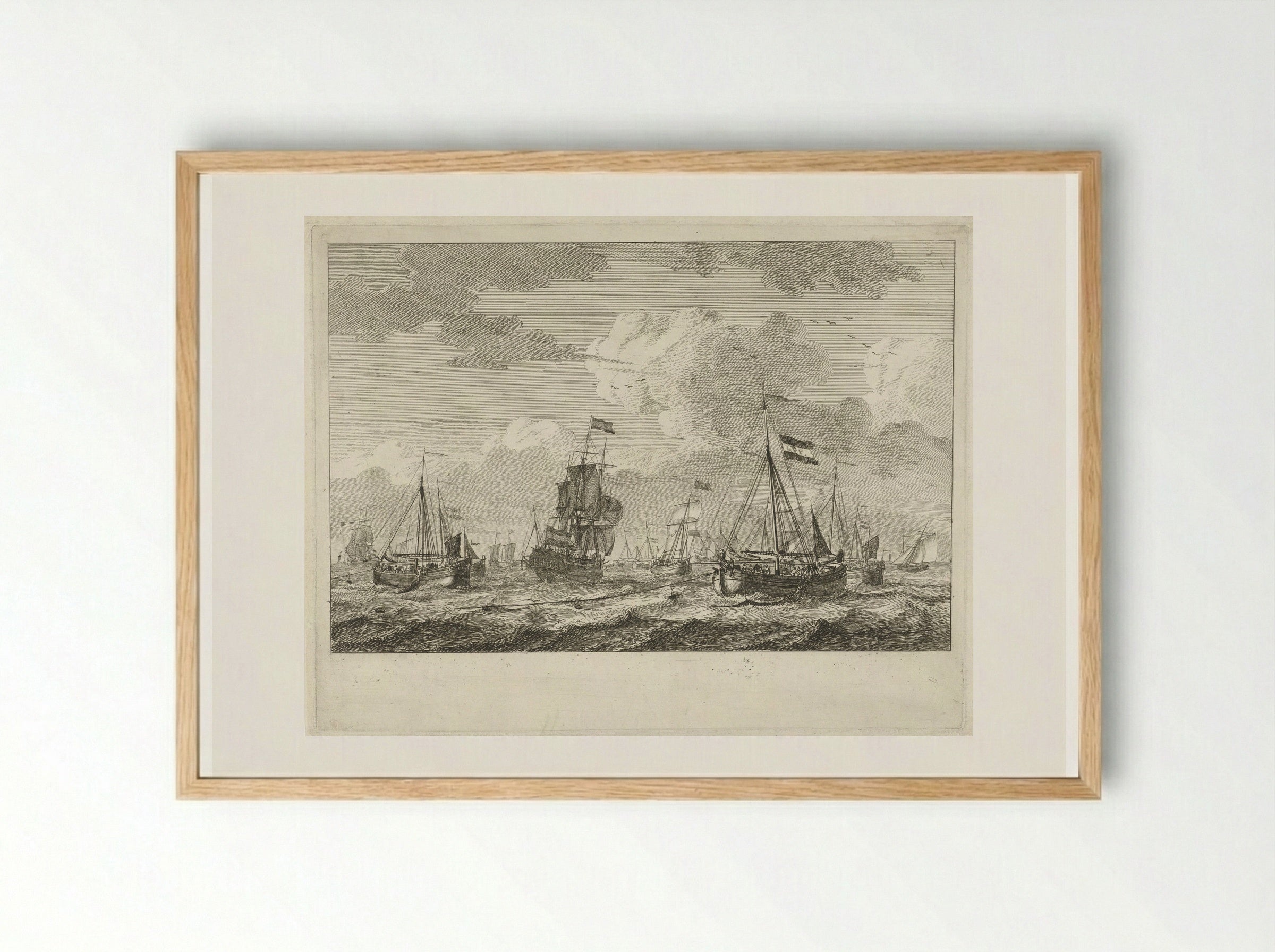 Vissersboten op open water - Gerrit Groenewegen - Framed Print Wood