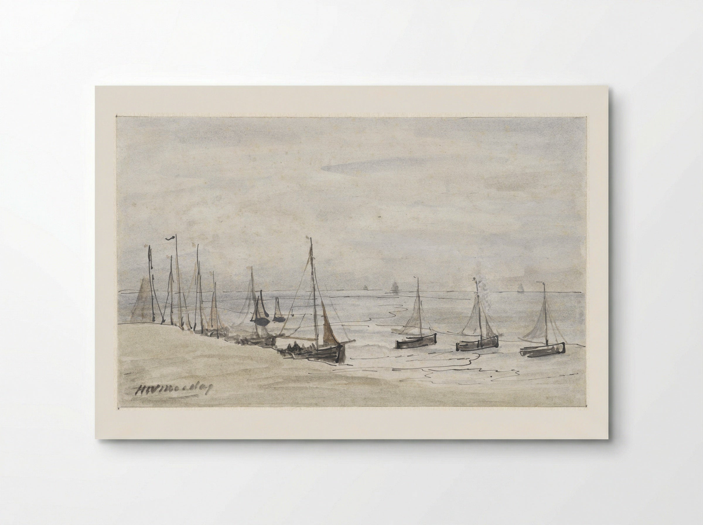 Visserspinken op het strand - Hendrik Willem Mesdag - Poster
