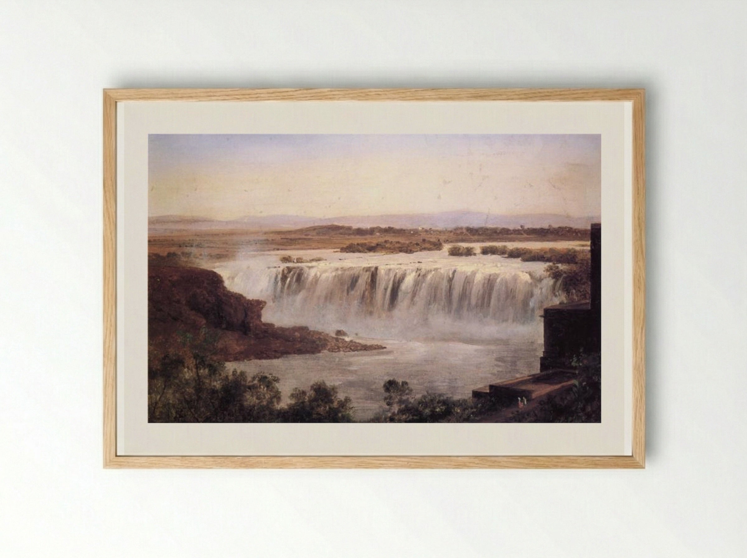 Vista de la cascada de Juanacatlán - José María Velasco - Framed Print Wood