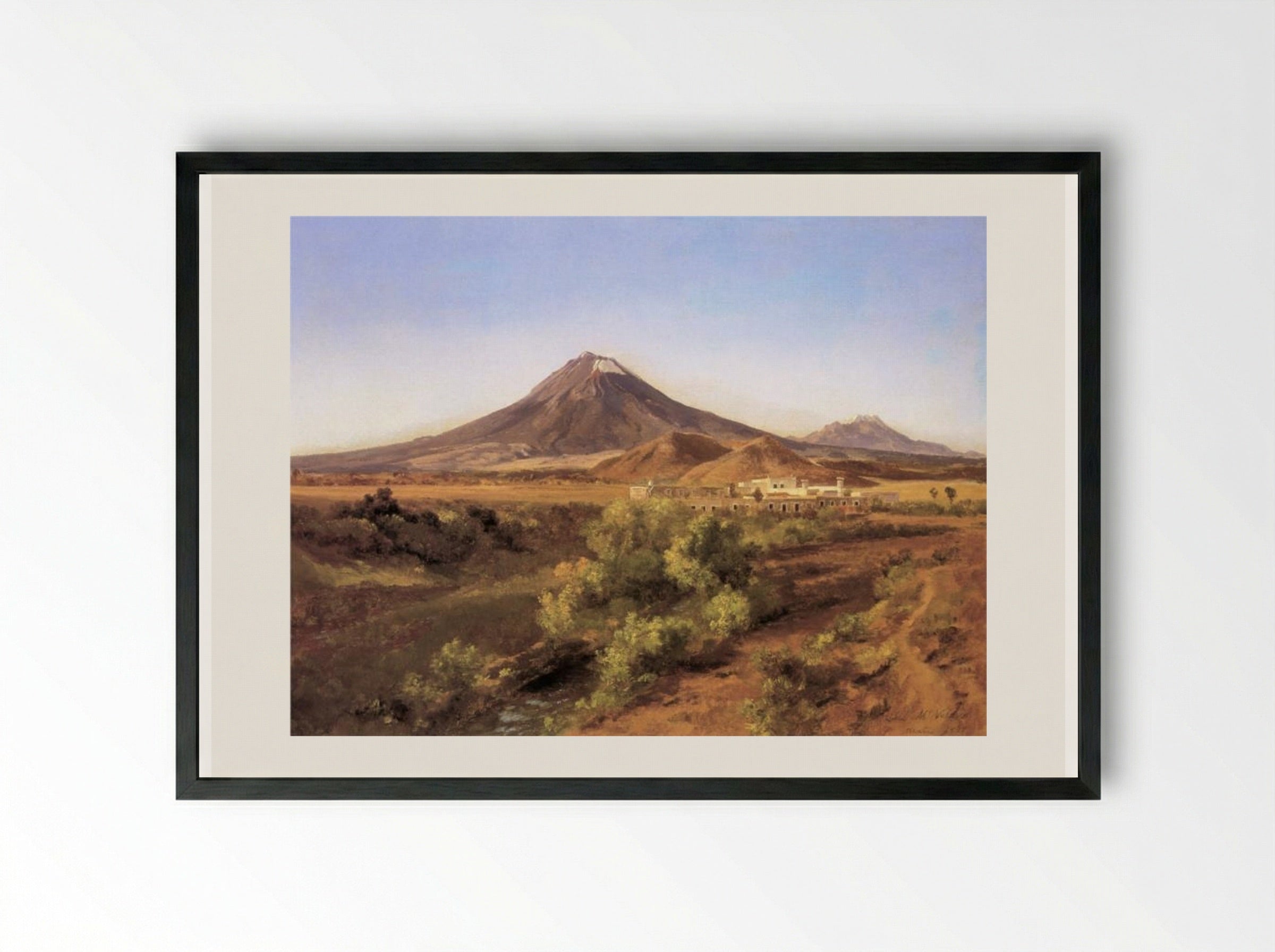 Vista de la fábrica de hilados La Carolina - José María Velasco - Framed Print Black