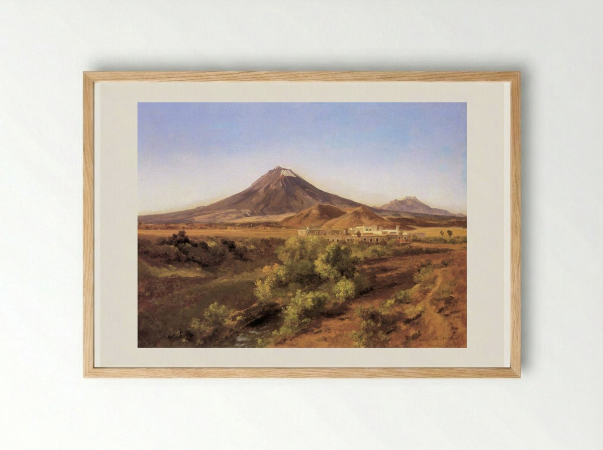 Vista de la fábrica de hilados La Carolina - José María Velasco - Framed Print Wood
