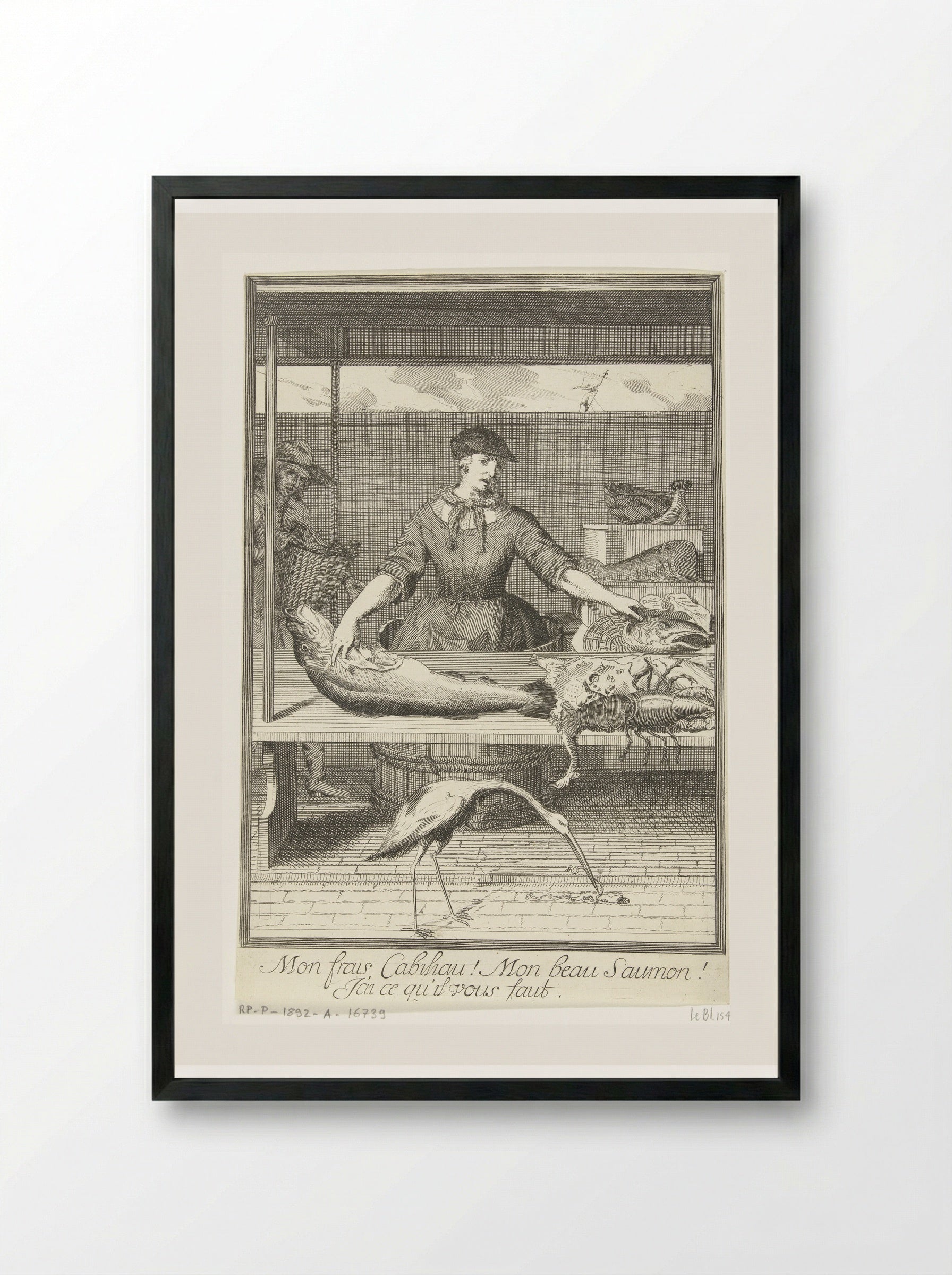 Visverkoopster (Fish Seller) - Pieter van den Berge - Framed Print Black