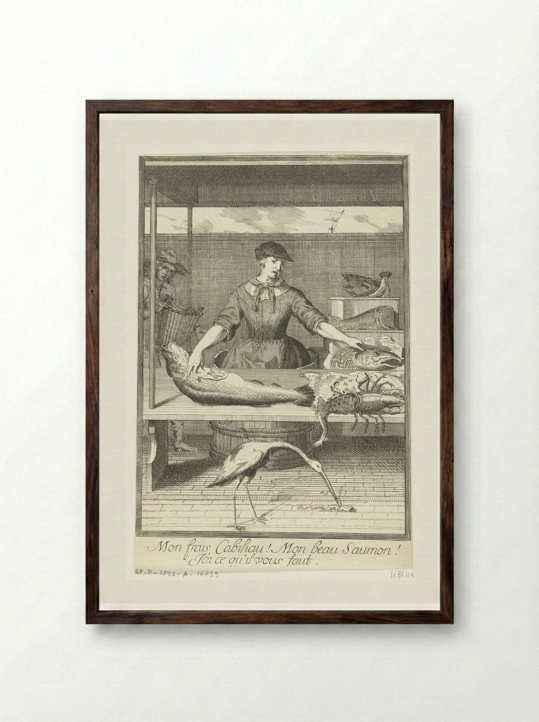 Visverkoopster (Fish Seller) - Pieter van den Berge - Framed Print Dark Wood