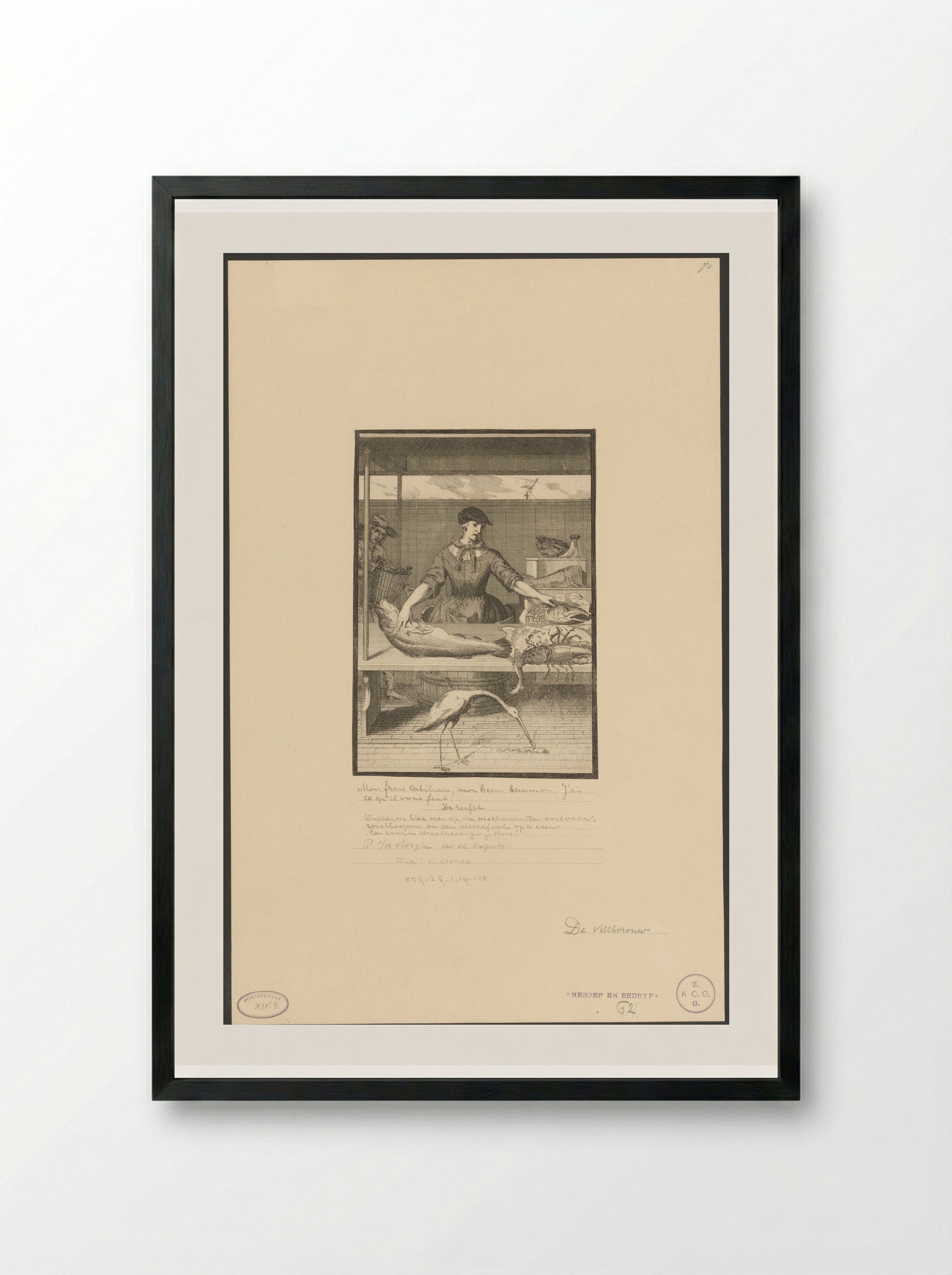 Visvrouw op de markt - Pieter van den Berge - Framed Print Black
