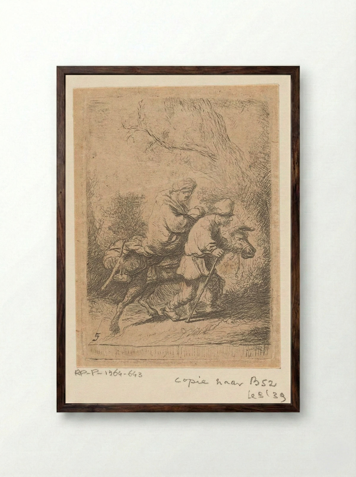 Vlucht naar Egypte - Claude Henri Watelet - Framed Print Dark Wood