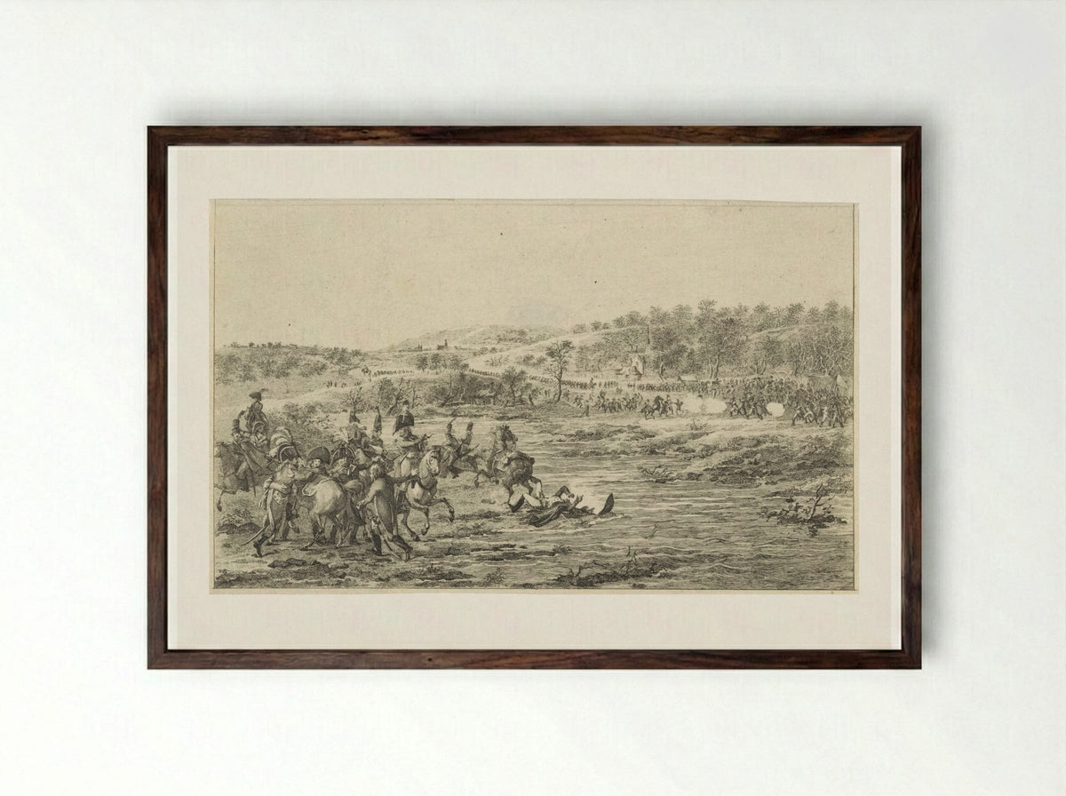 Vlucht van Dumouriez - Joannes Bemme - Framed Print Dark Wood