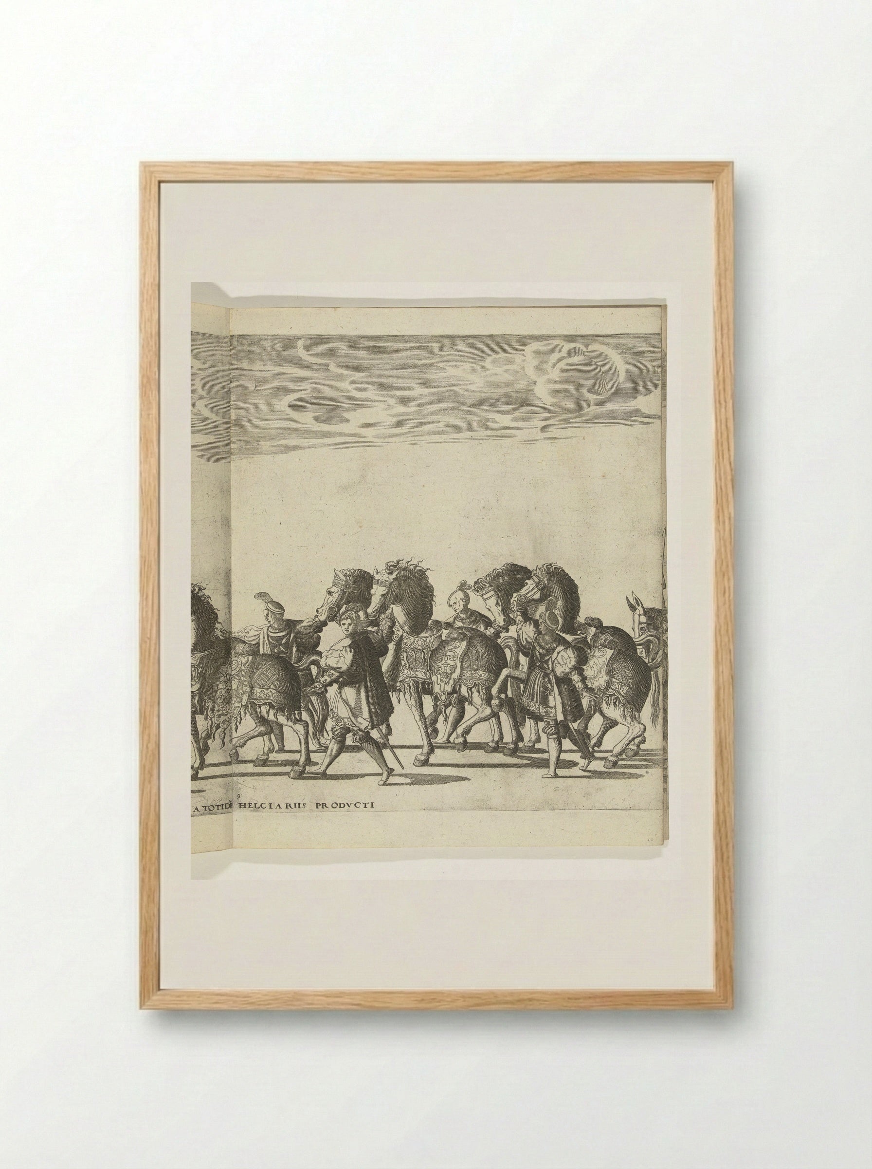 Voetknechten met paarden, plaat 9 - Nicolaas Hogenberg - Framed Print Wood