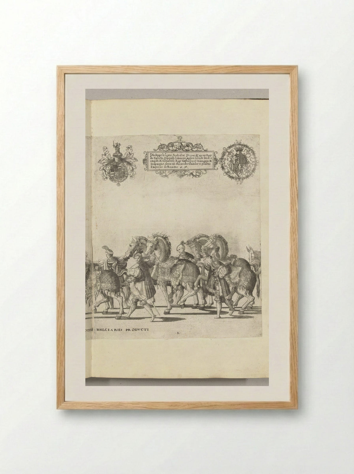 Voetknechten met paarden, plaat K - Nicolaas Hogenberg - Framed Print Wood