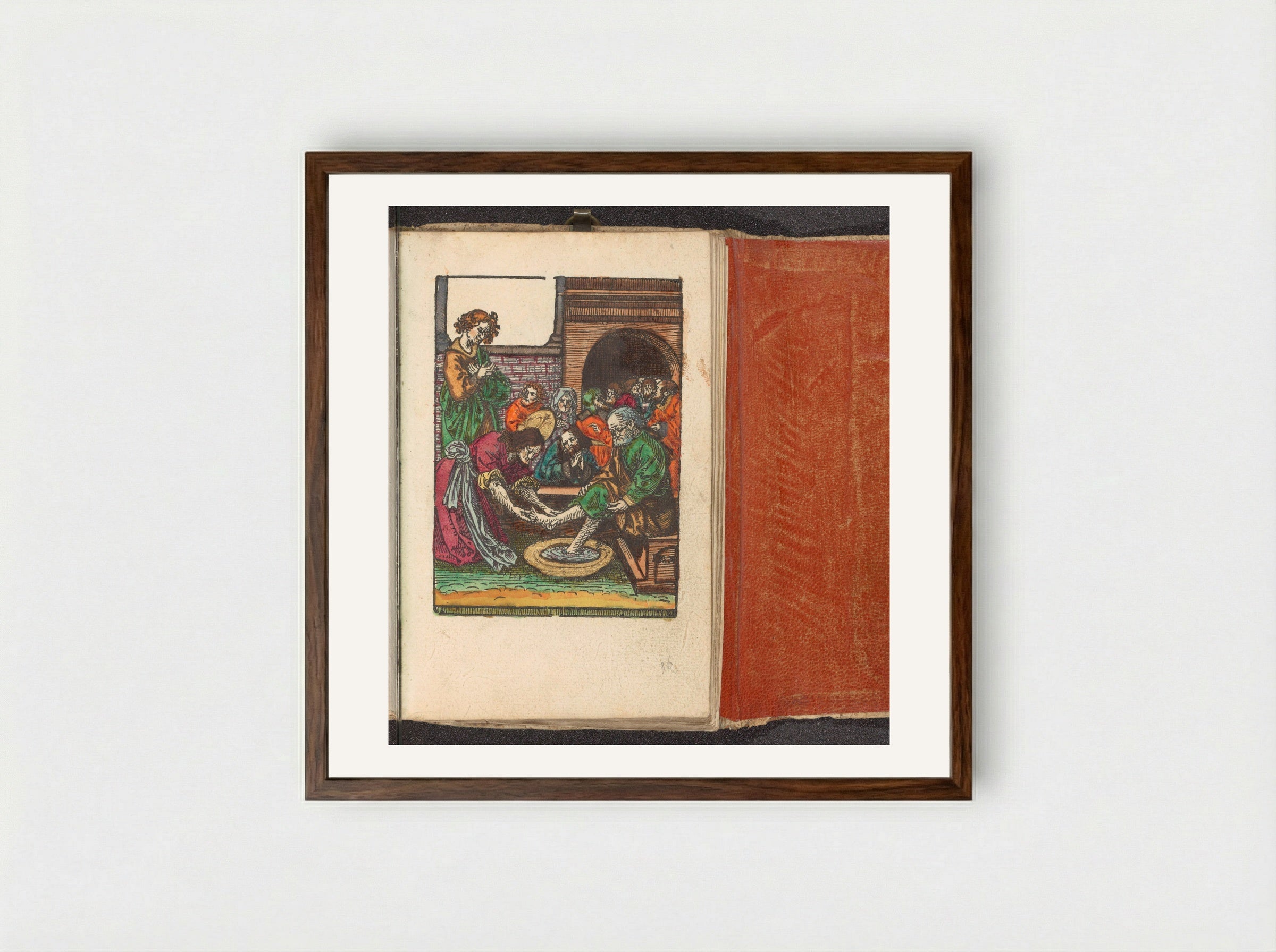 Voetwassing van Petrus - Doen Pietersz. - Framed Print Dark Wood