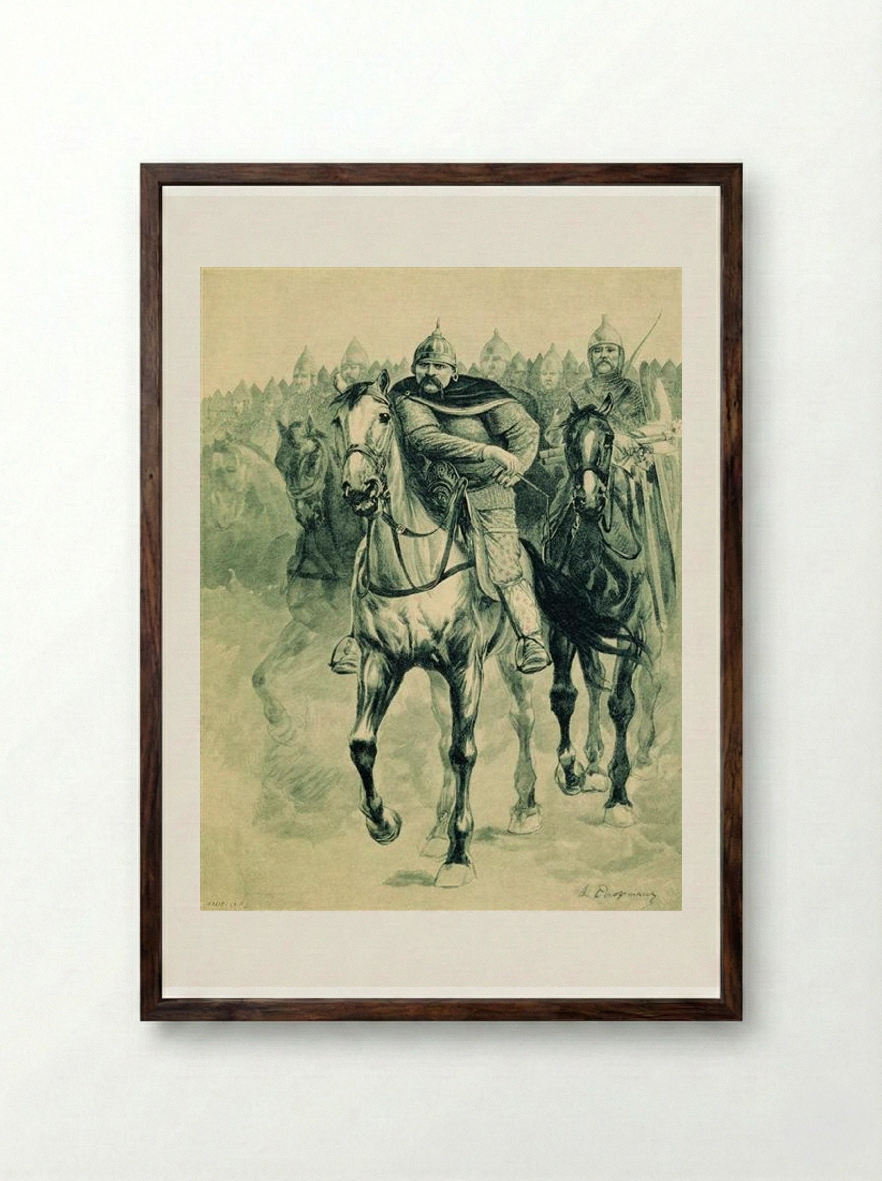 Volga Vseslavevich - Andrei Ryabushkin - Framed Print Dark Wood