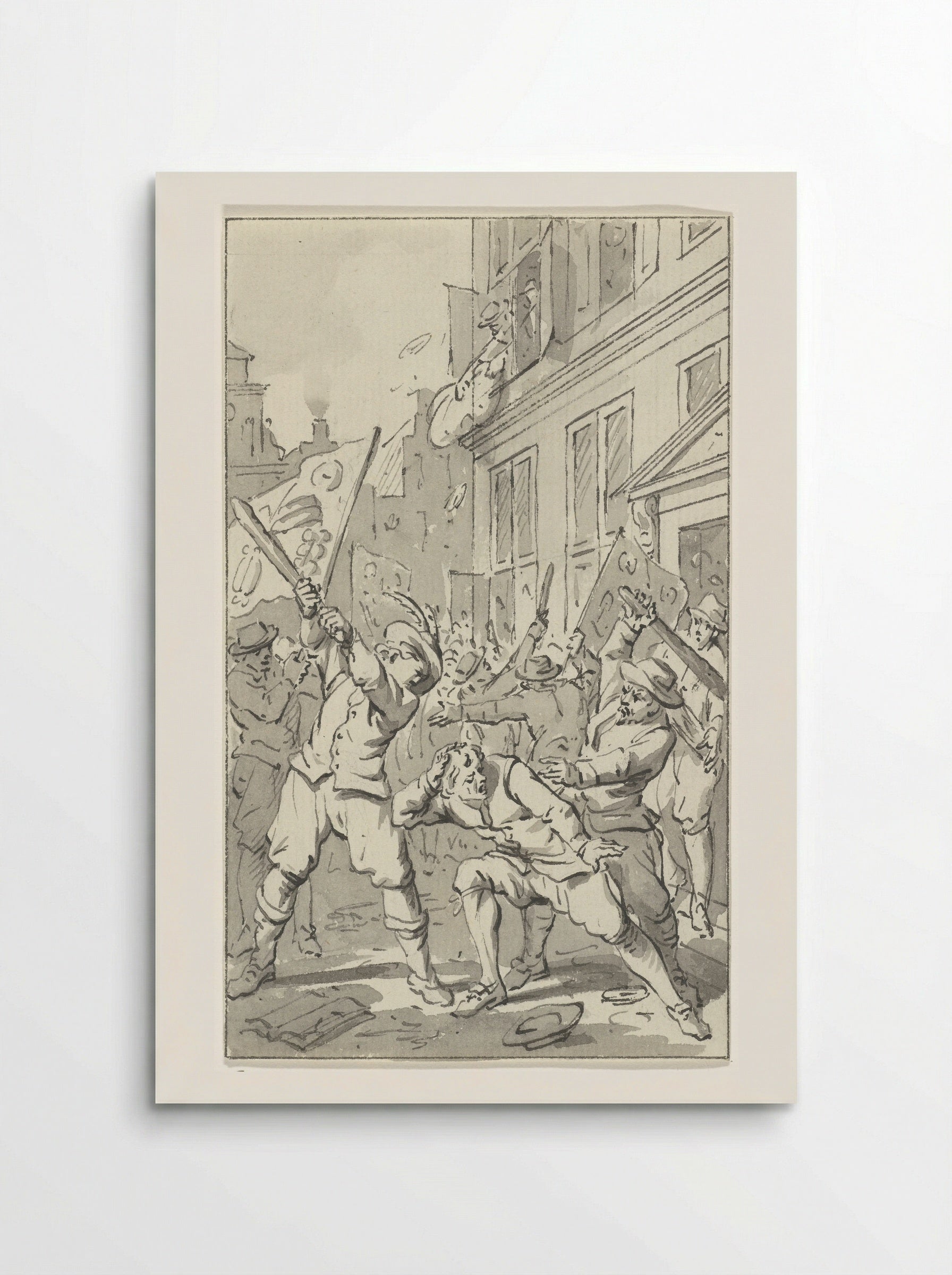 Volkswoede in Alkmaar tijdens het Kaas- en Broodoproer, 1492 - Jacobus Buys - Poster