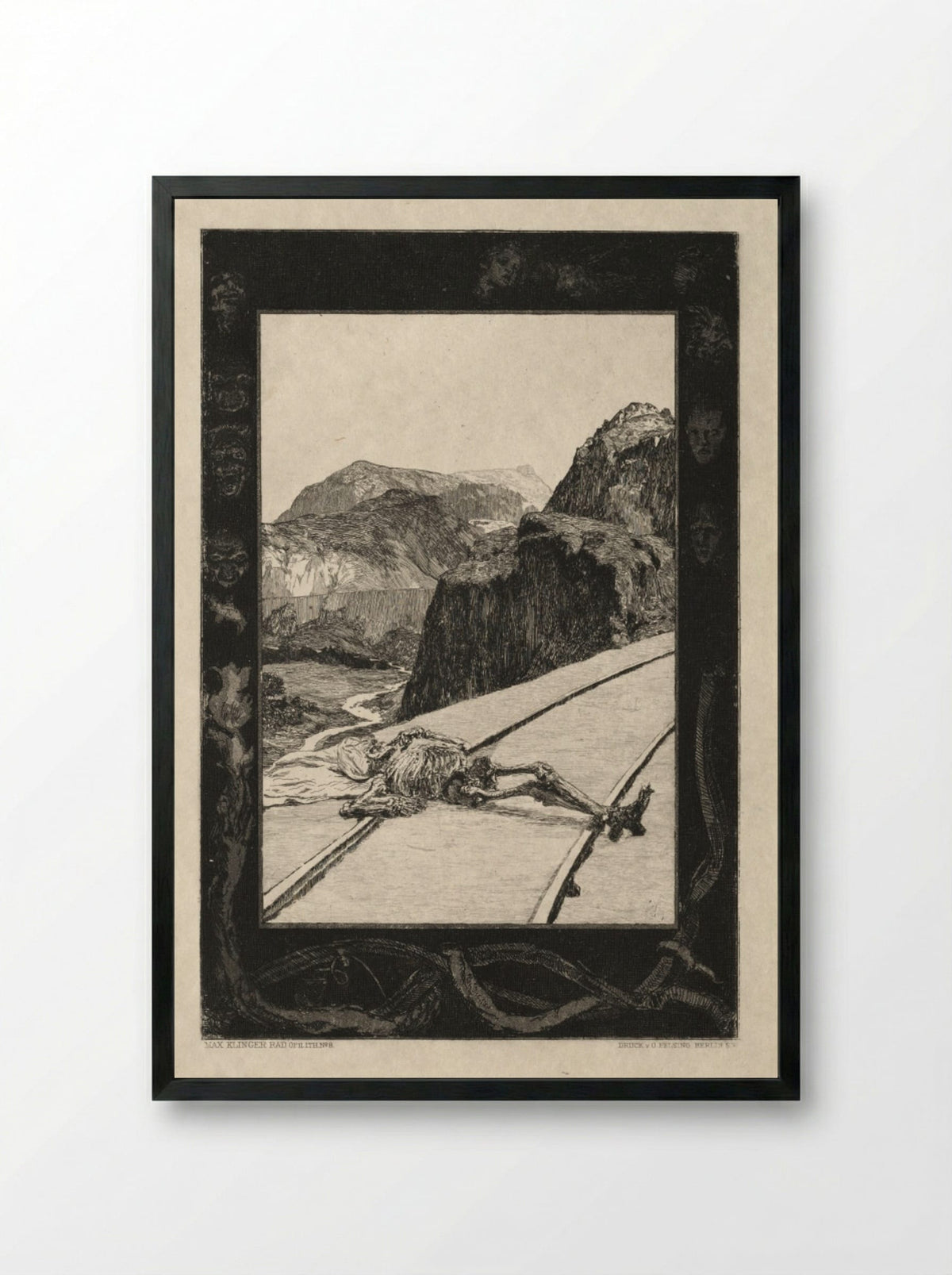Vom Tode I, Opus II, No. 8 - Max Klinger - Framed Print Black