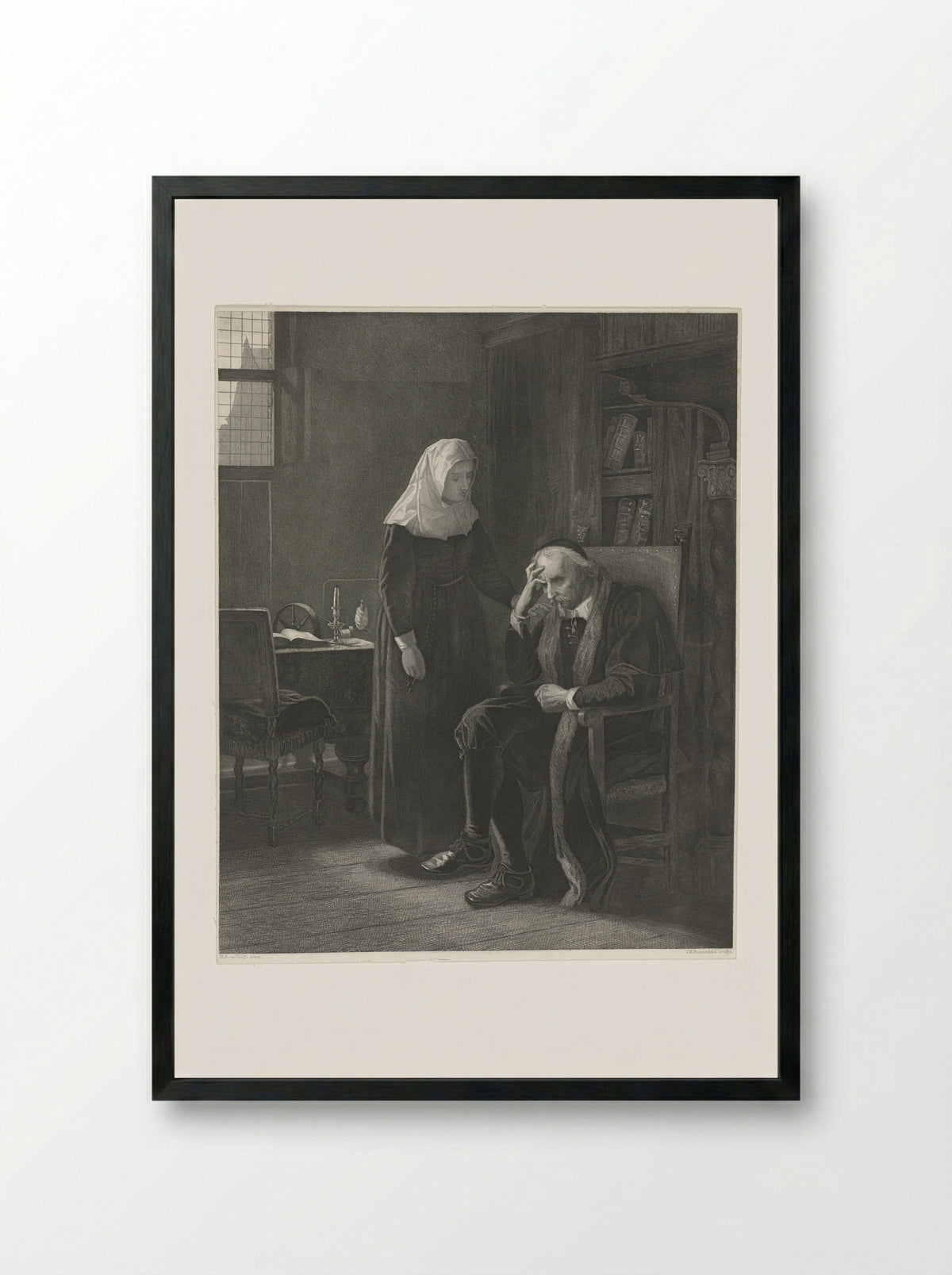 Vondel in zijn laatste levensjaren - Hendrik Albert van Trigt - Framed Print Black
