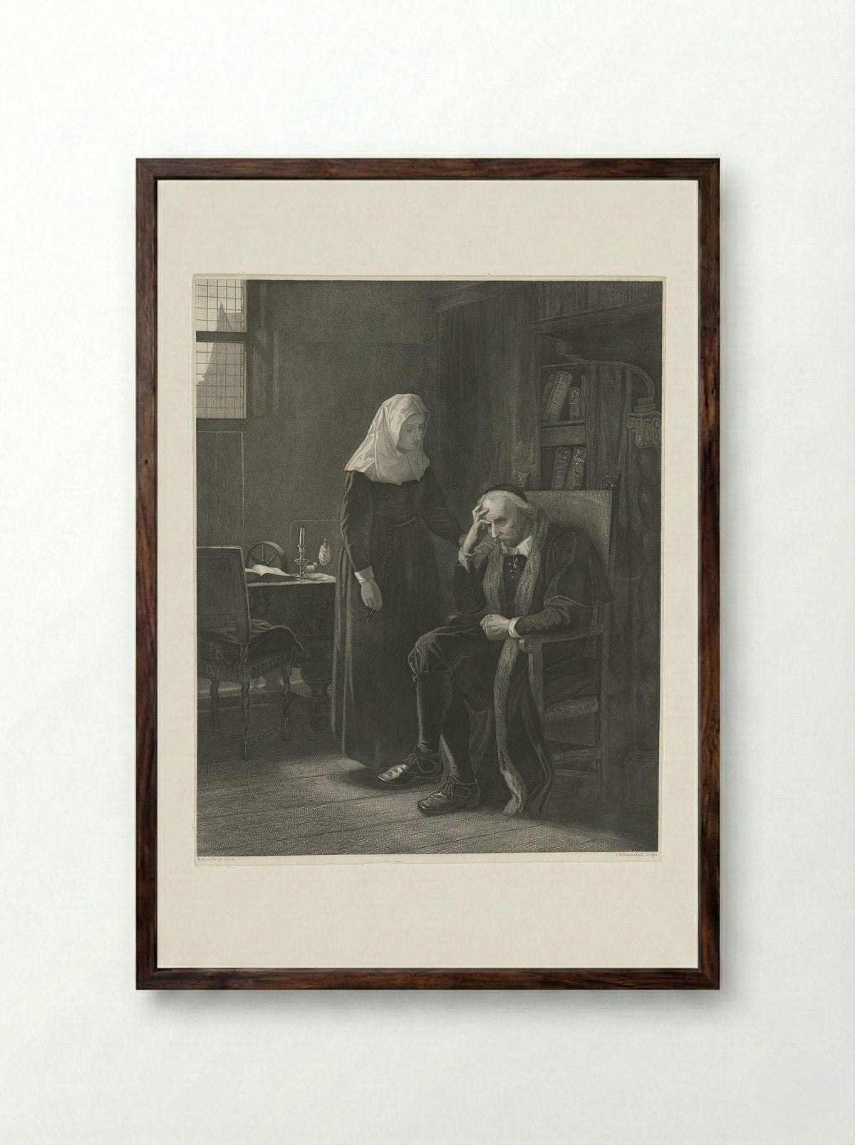 Vondel in zijn laatste levensjaren - Hendrik Albert van Trigt - Framed Print Dark Wood