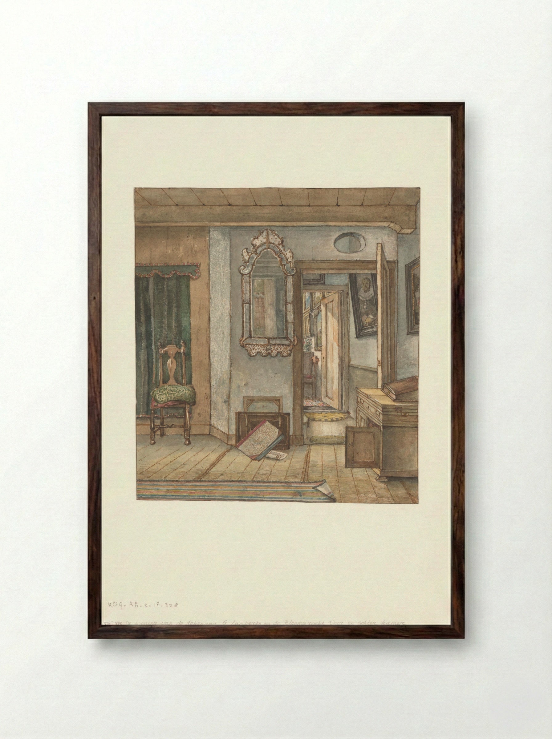 Voor- en achterkamer van de woning van de kunstenaar - Gerrit Lamberts - Framed Print Dark Wood