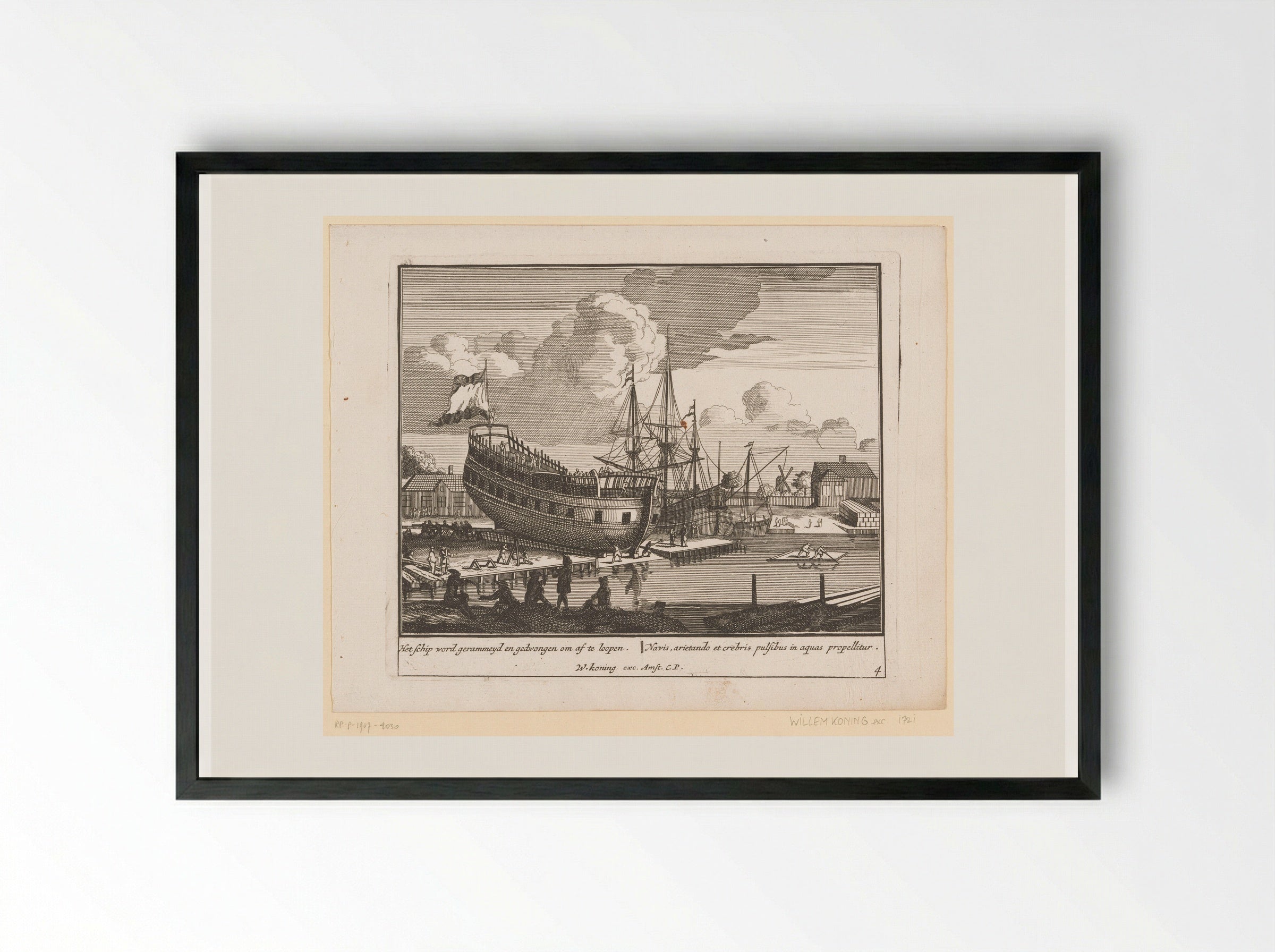 Voorbereidingen voor het te water laten - Pieter van den Berge - Framed Print Black