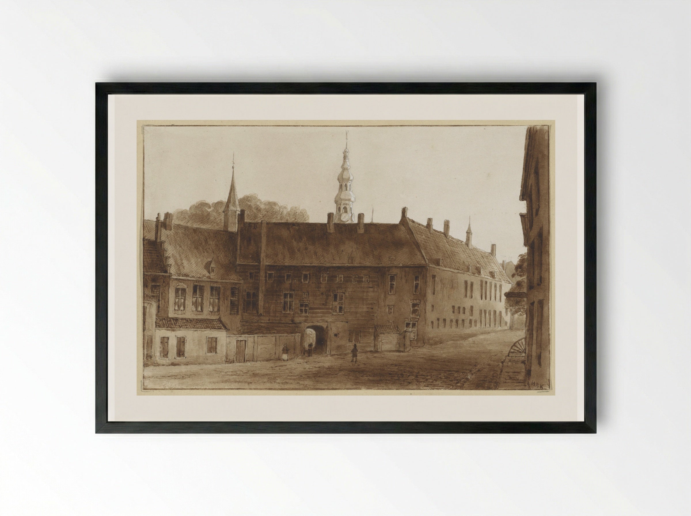 Voorgevel van de Abdij te Middelburg - Hendrik Abraham Klinkhamer - Framed Print Black