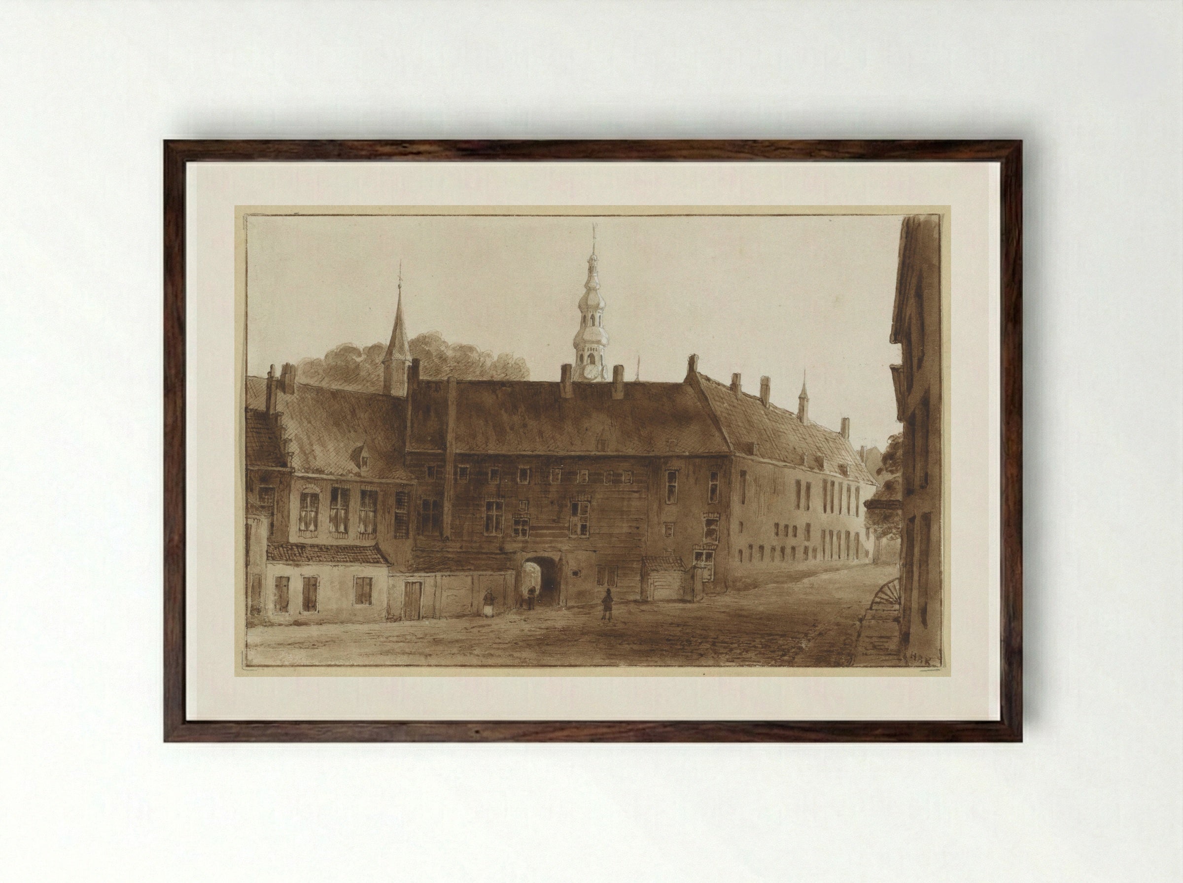 Voorgevel van de Abdij te Middelburg - Hendrik Abraham Klinkhamer - Framed Print Dark Wood