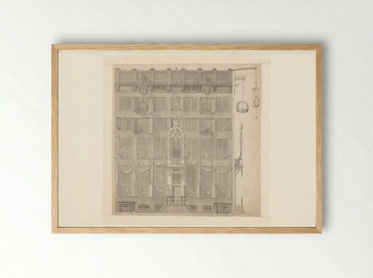 Voorgevel van een grachtenpand - Bartholomeus Barbiers - Framed Print Wood