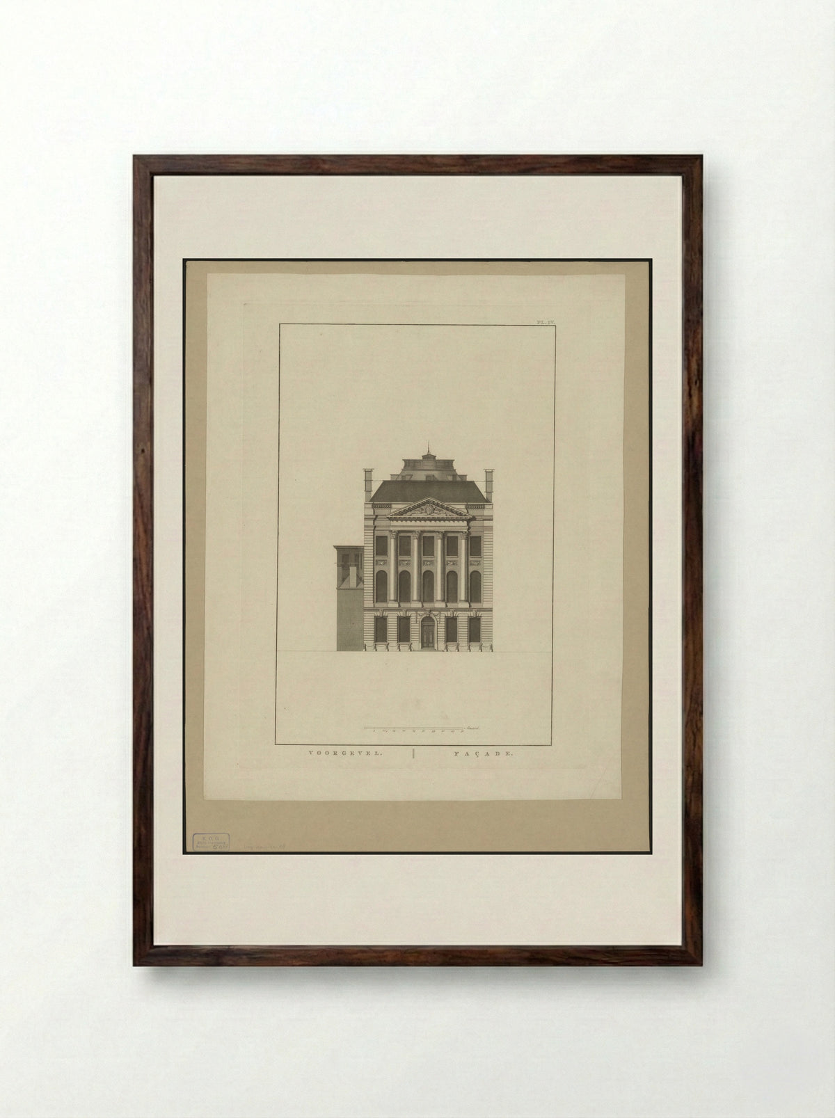 Voorgevel van het gebouw Felix Meritis te Amsterdam - Cornelis Sebille Roos - Framed Print Dark Wood