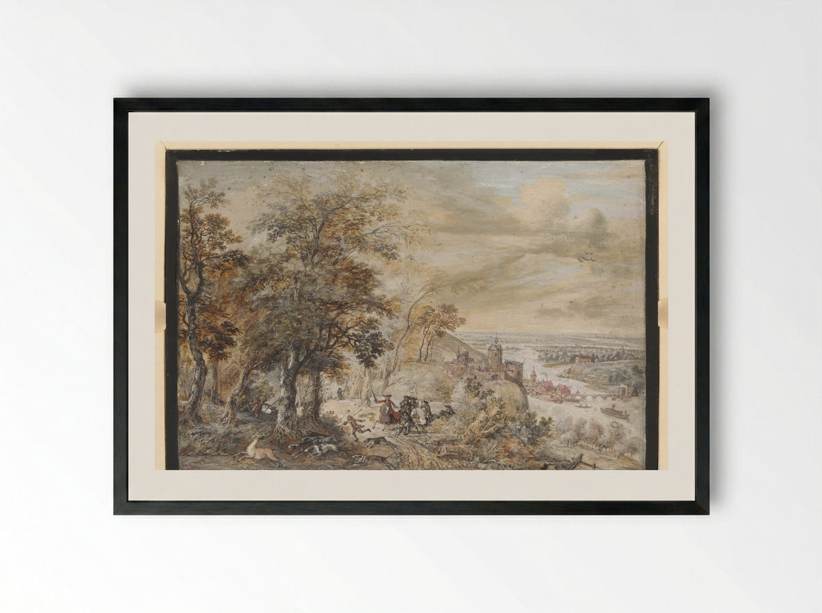 Vorstelijke jachtpartij - Gerrit Battem - Framed Print Black