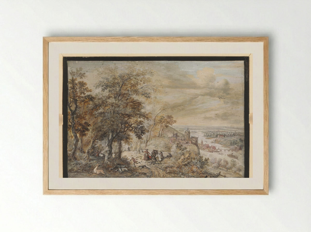 Vorstelijke jachtpartij - Gerrit Battem - Framed Print Wood