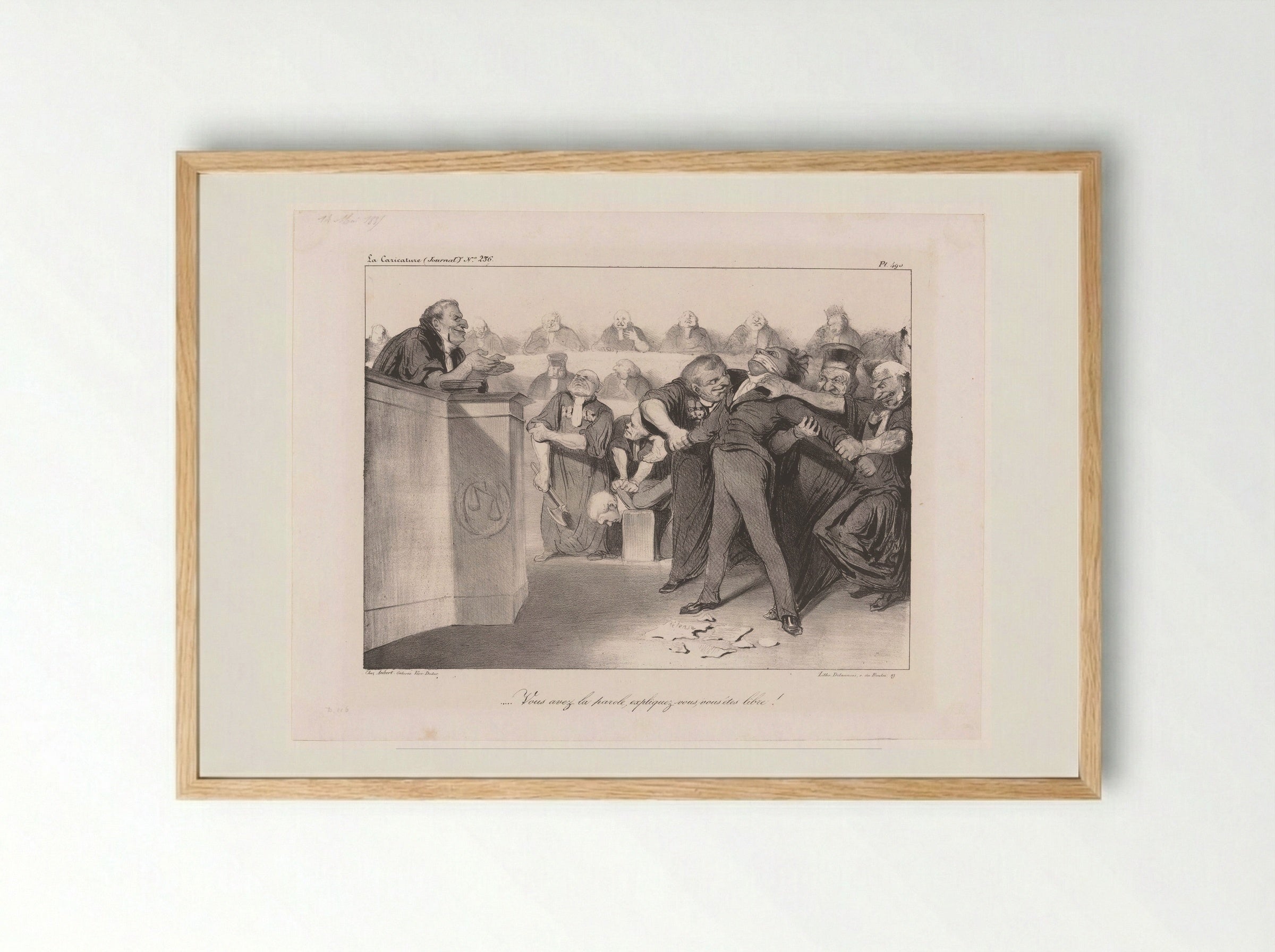 Vous avez la parole, expliquez-vous, vous êtes libre! - Honoré Daumier - Framed Print Wood