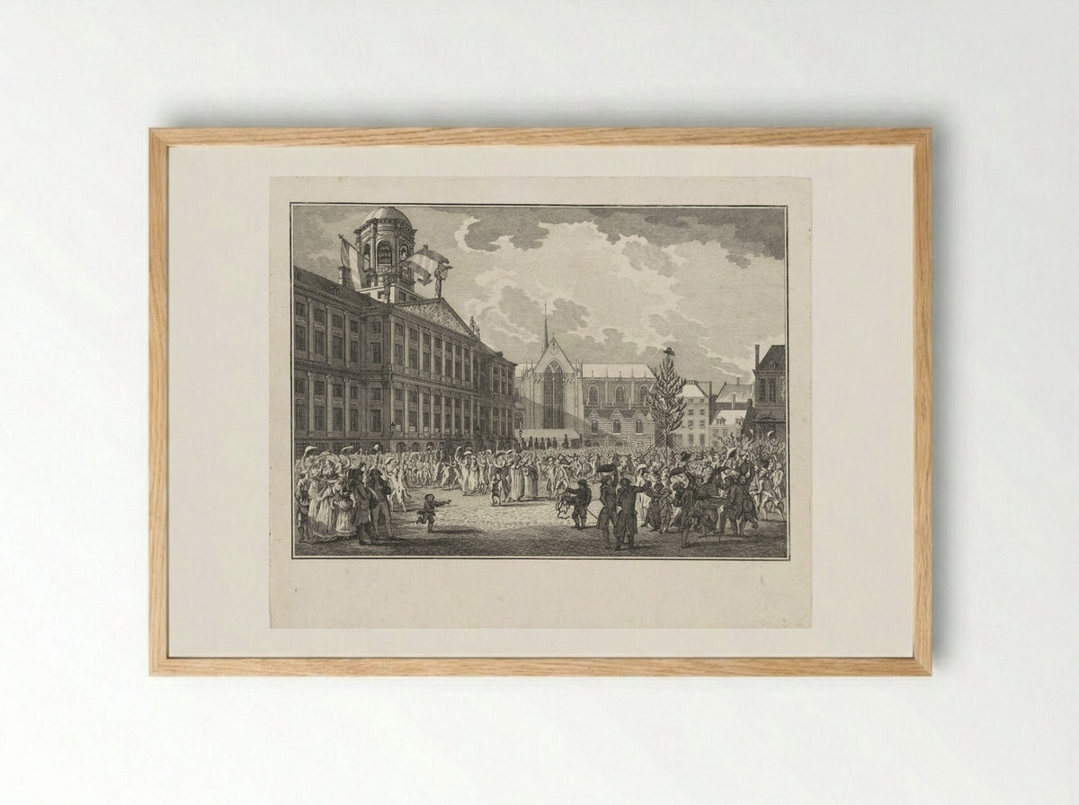 Vrijgelaten burger deputatie verwelkomd op de Dam, 1795 - Jan Lucas van der Beek - Framed Print Wood
