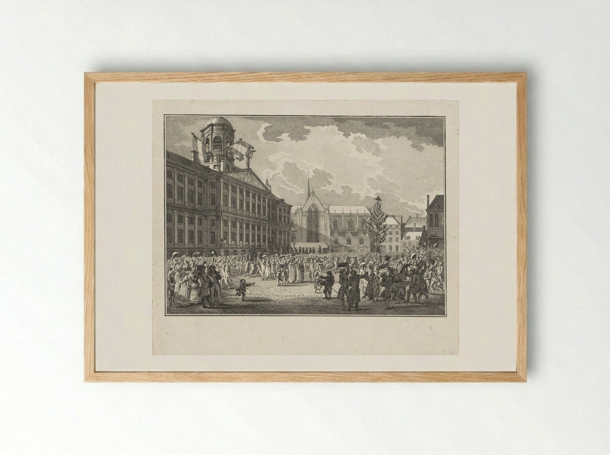 Vrijgelaten burger deputatie verwelkomd op de Dam, 1795 - Jan Lucas van der Beek - Framed Print Wood