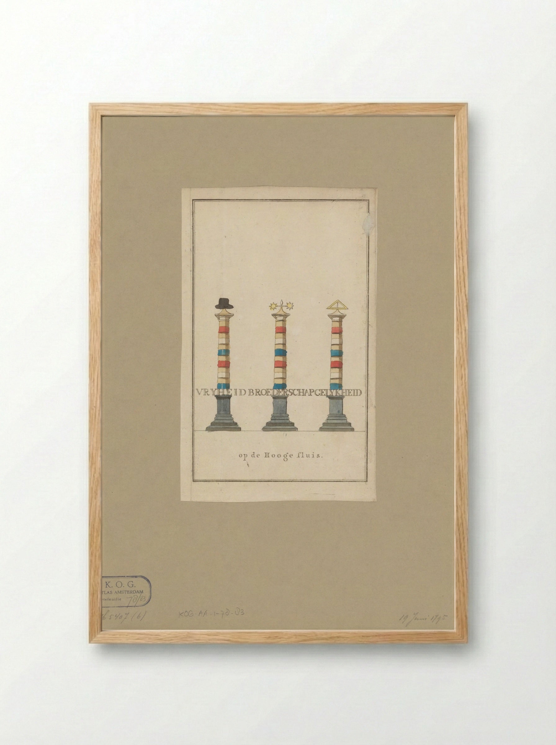 Vrijheid, Broederschap en Gelijkheid, decoratie op de Hogesluis te Amsterdam - Noach van der Meer (II) - Framed Print Wood