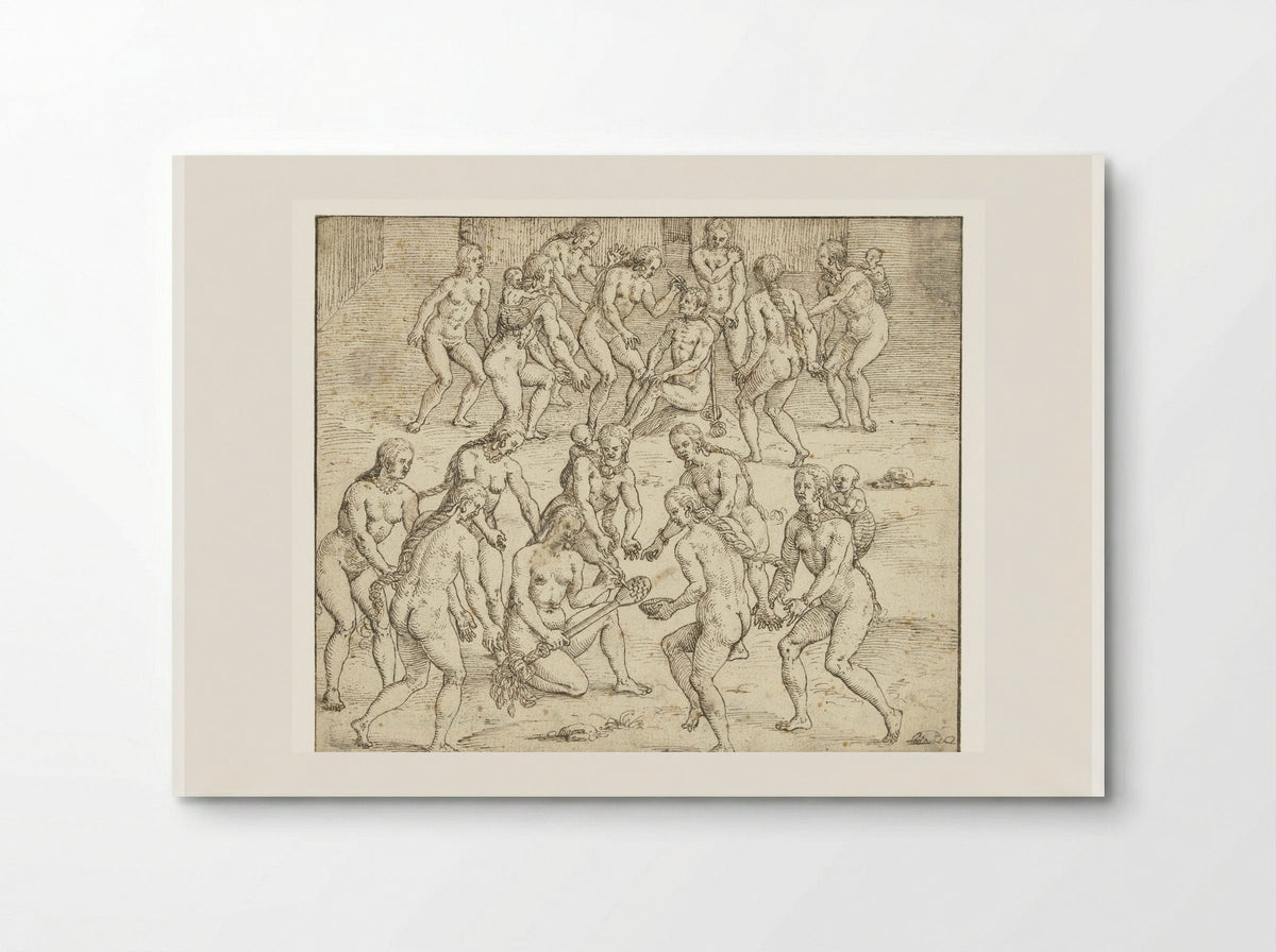 Vrouw bereidt de doding van een gevangene voor - Theodor de Bry - Poster