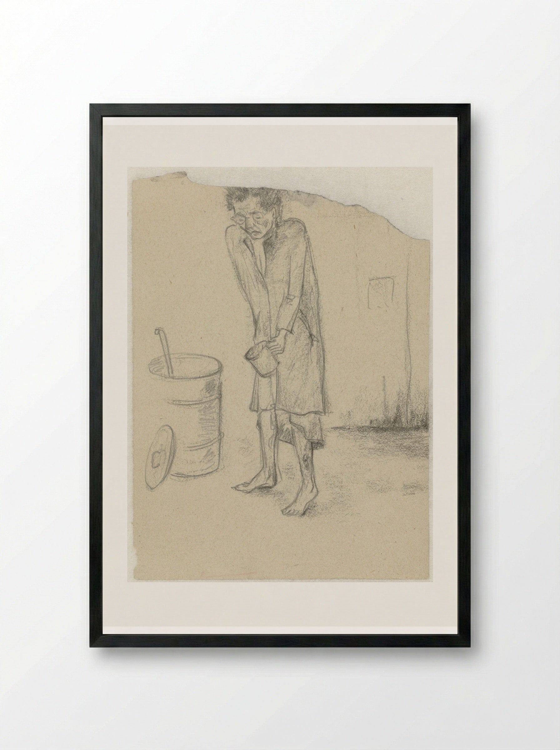 Vrouw bij een ketel koolraapsoep in Ravensbrück - Aat Breur-Hibma - Framed Print Black