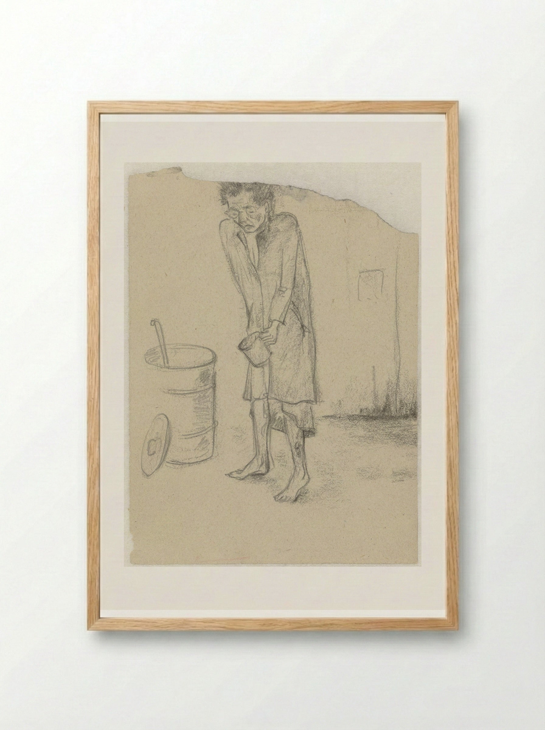 Vrouw bij een ketel koolraapsoep in Ravensbrück - Aat Breur-Hibma - Framed Print Wood