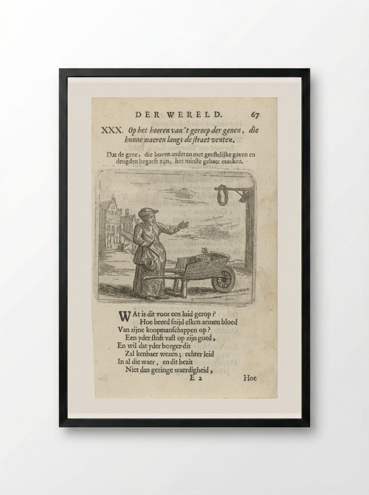Vrouw bij een kruiwagen - Arnold Houbraken - Framed Print Black