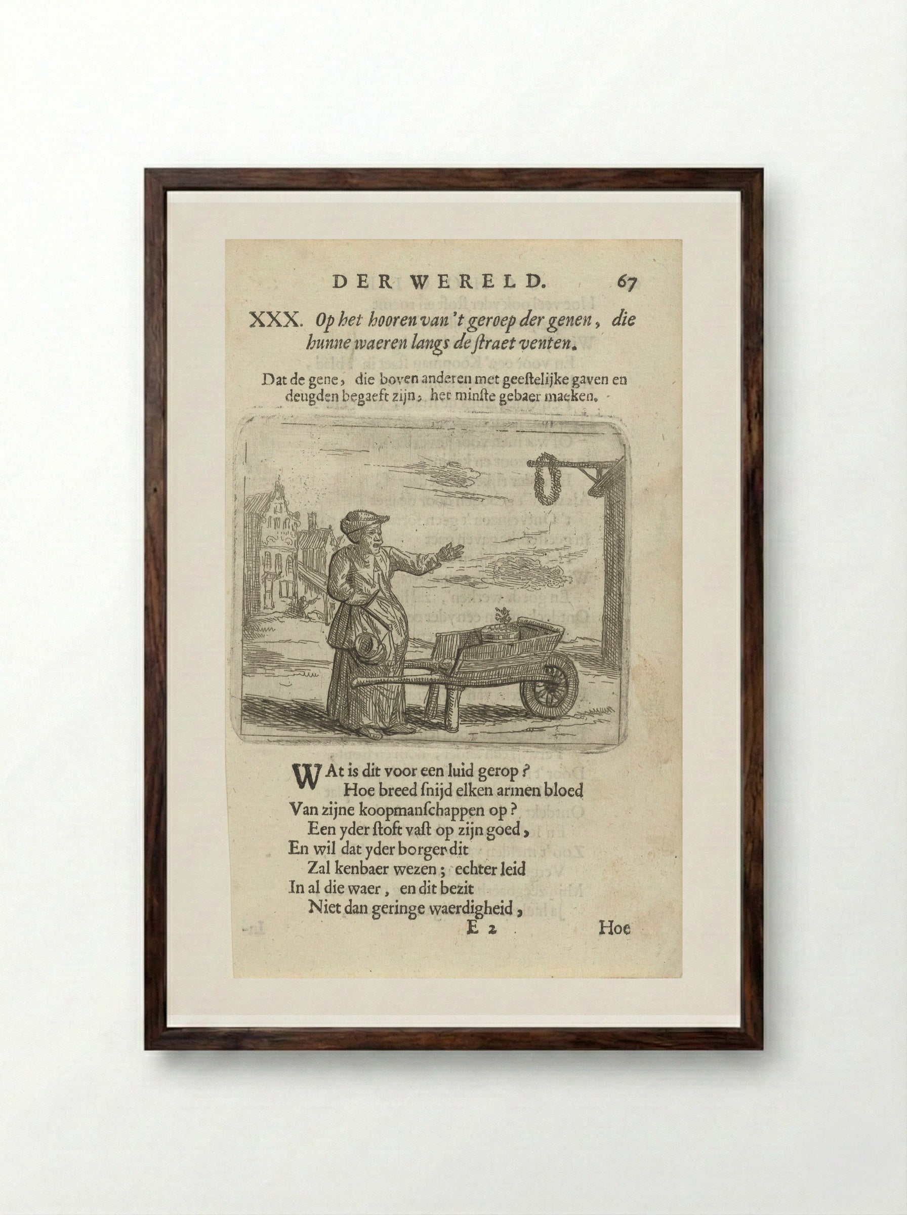 Vrouw bij een kruiwagen - Arnold Houbraken - Framed Print Dark Wood