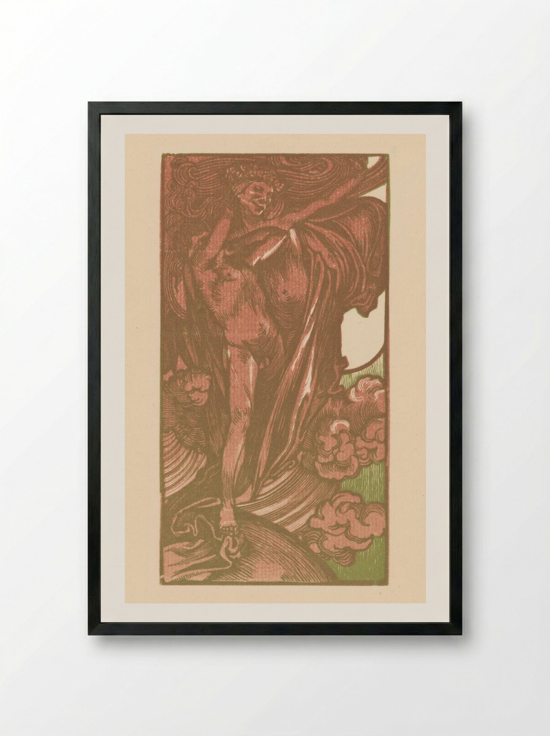Vrouw en jongen in de wolken - Johannes Josephus Aarts - Framed Print Black