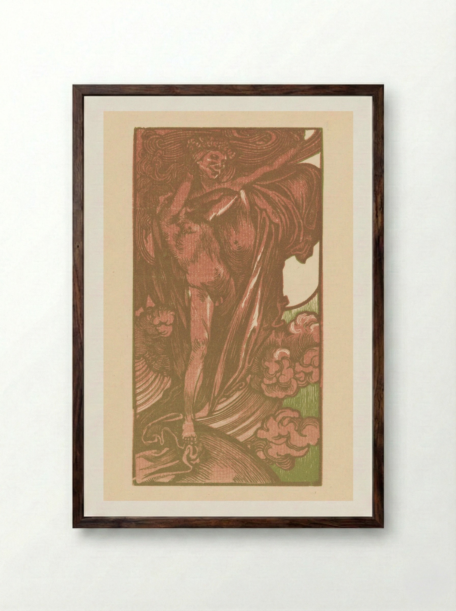 Vrouw en jongen in de wolken - Johannes Josephus Aarts - Framed Print Dark Wood