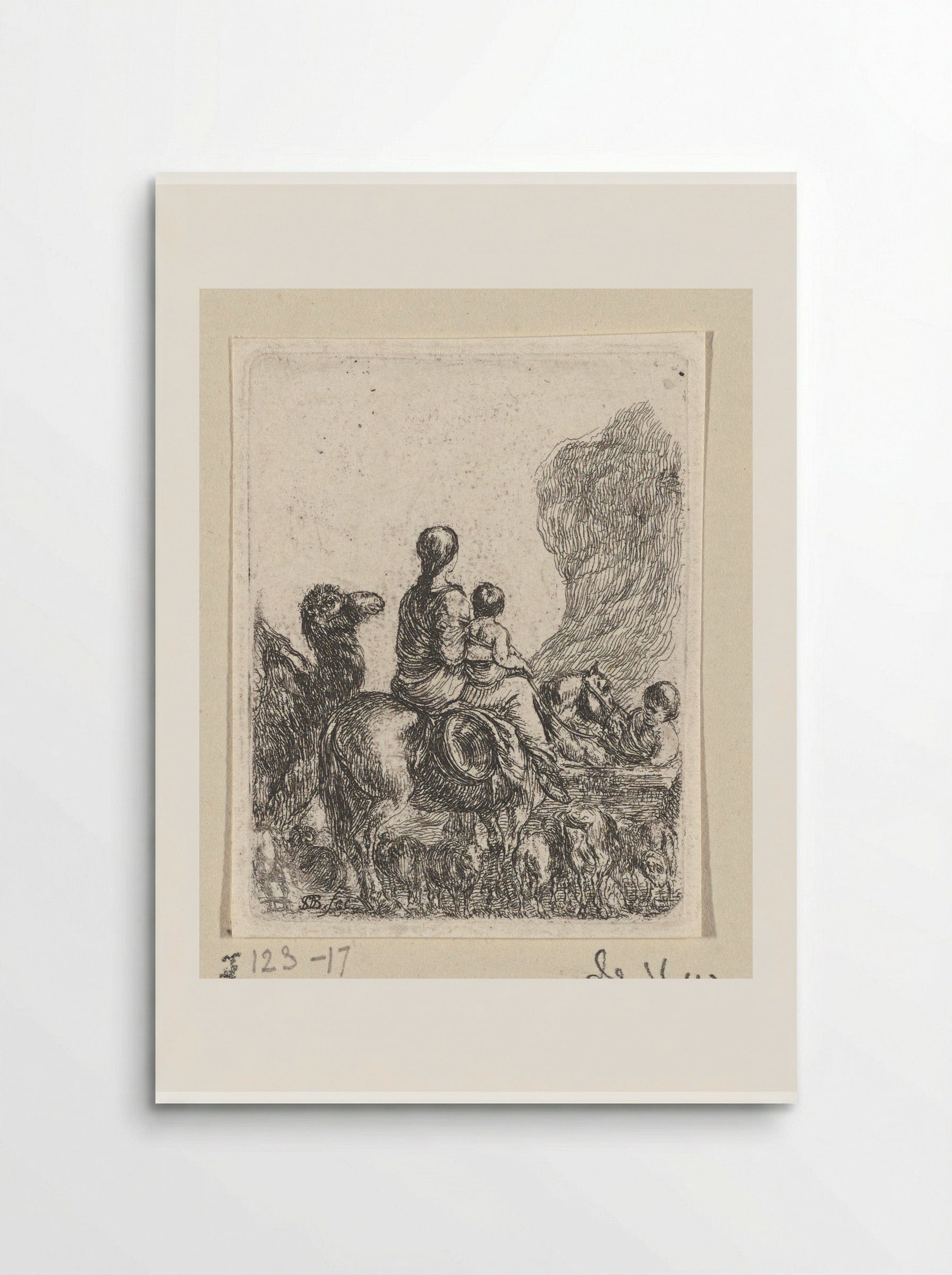 Vrouw en kind te paard, op de rug gezien - Jacques van Merlen - Poster
