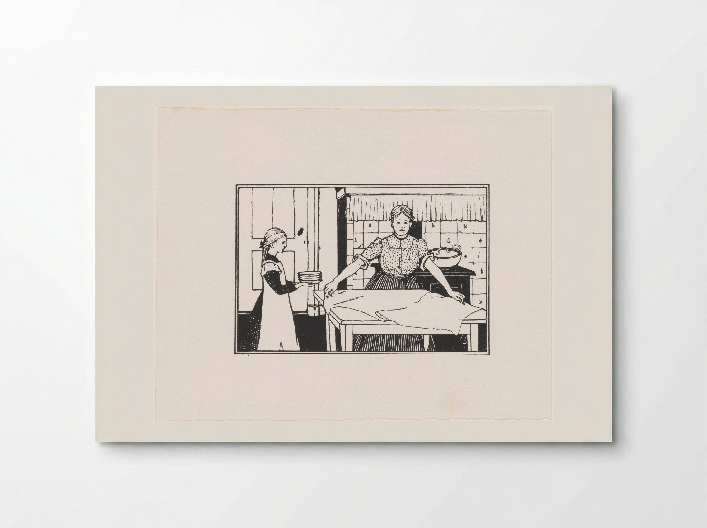 Vrouw en meisje dekken een tafel - Julie de Graag - Poster
