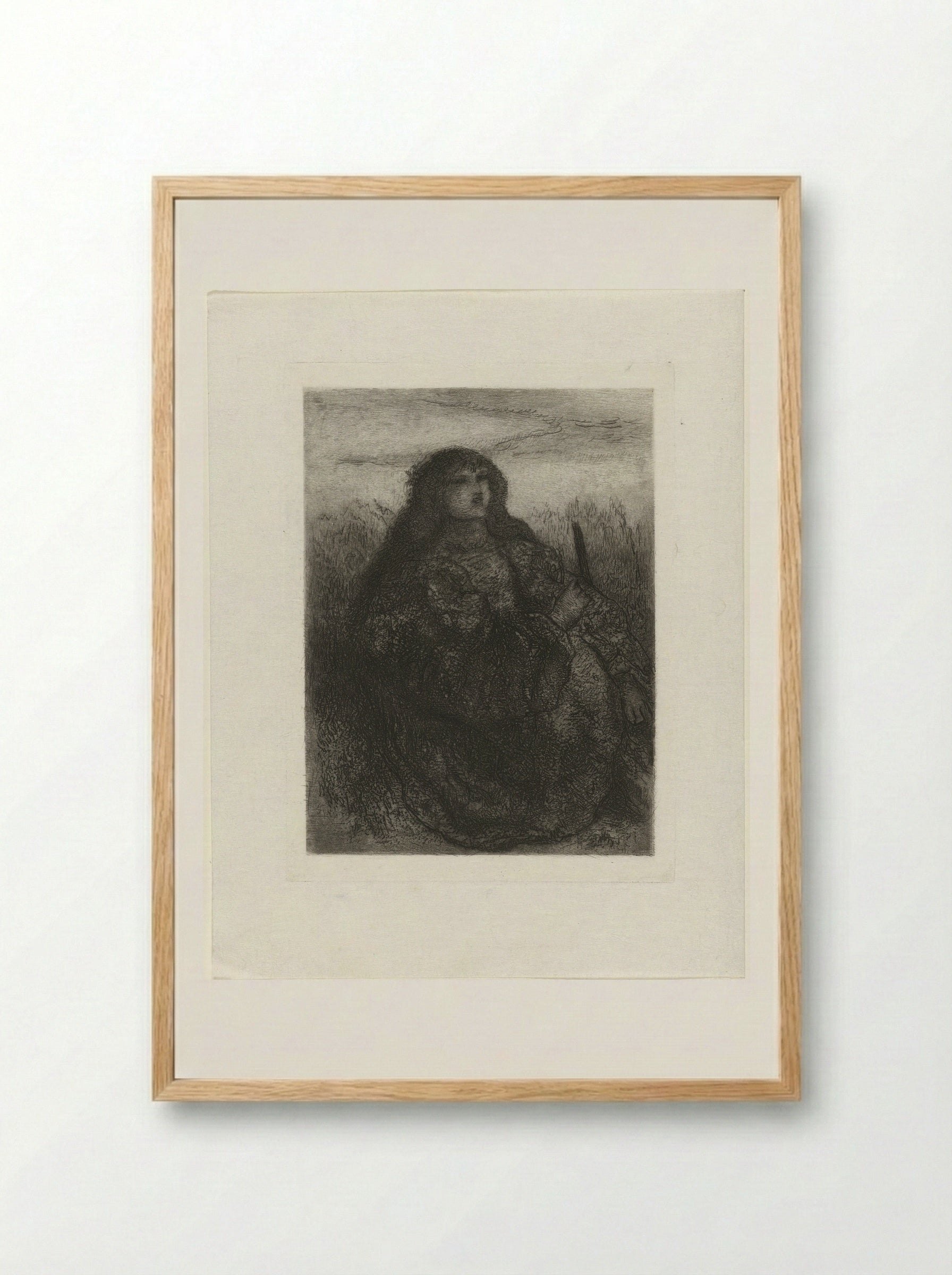 Vrouw in een landschap - Matthijs Maris - Framed Print Wood