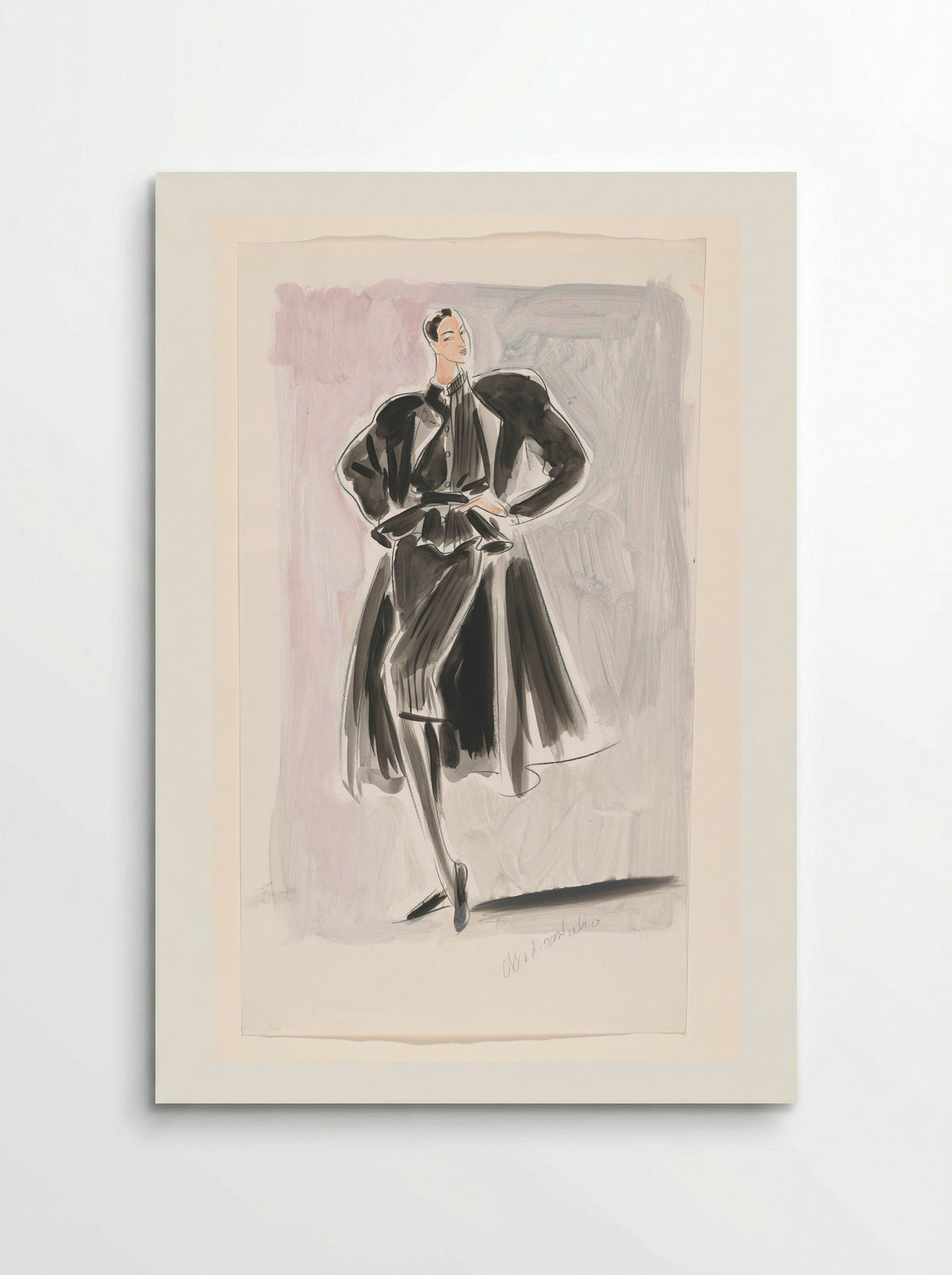 Vrouw in een mantelpak en jas van Ottodisanpietro - Arie Vervelde - Poster