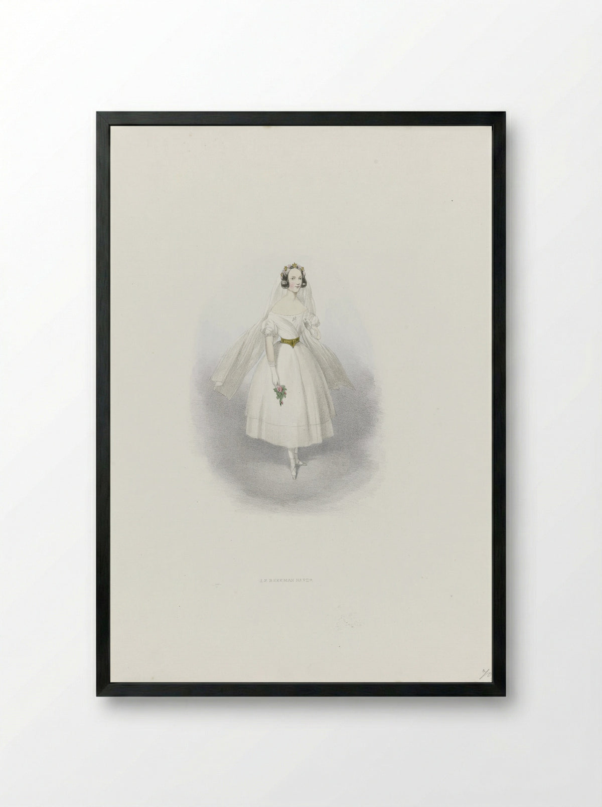 Vrouw in historisch kostuum - Huib van Hove Bz - Framed Print Black