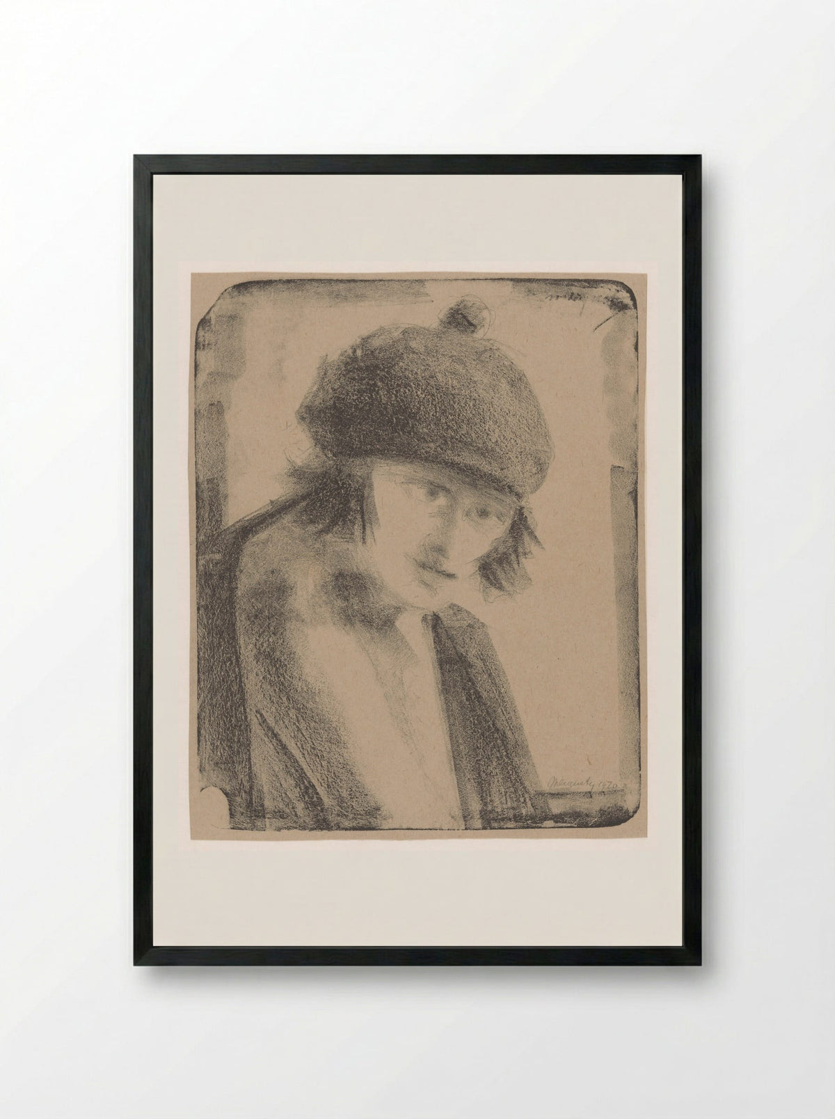 Vrouw met baret - Samuel Jessurun de Mesquita - Framed Print Black