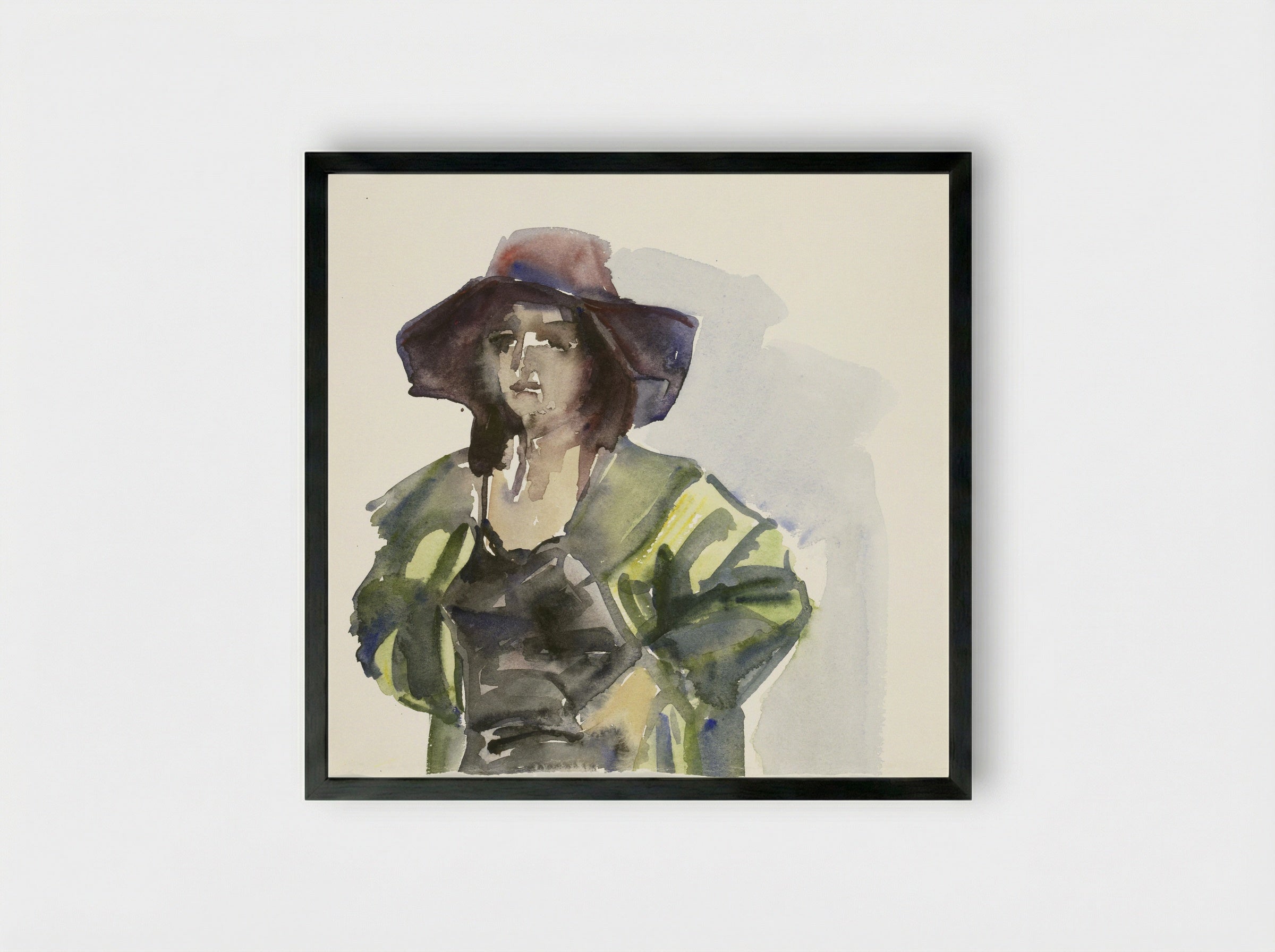 Vrouw met een grote hoed - Sonja Dwinger - Framed Print Black