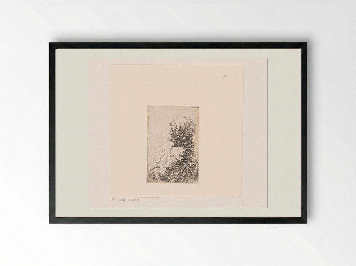 Vrouw met een kap op het hoofd - Michael Willmann - Framed Print Black