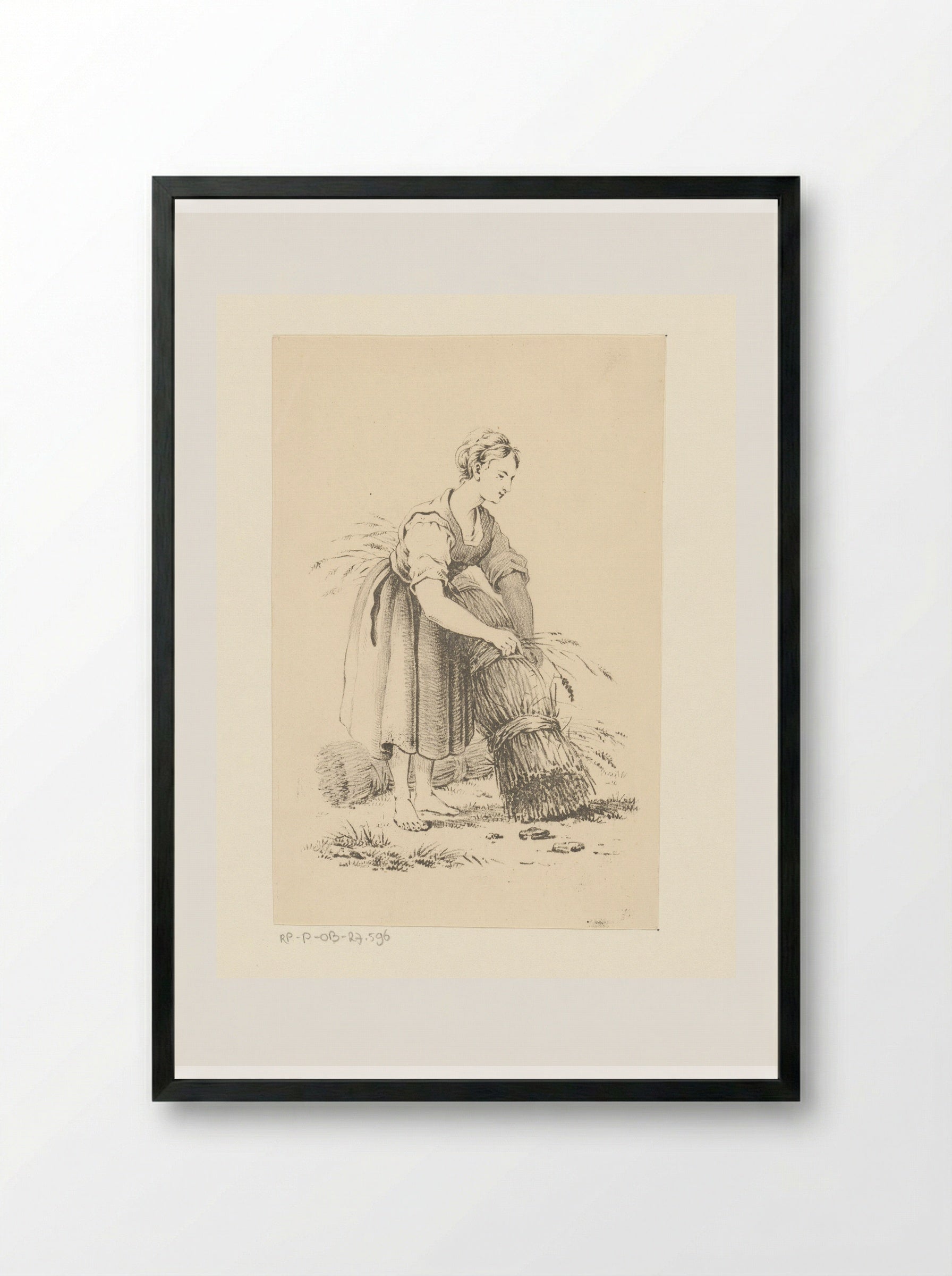 Vrouw met een korenschoof - Pieter Bartholomeusz. Barbiers - Framed Print Black