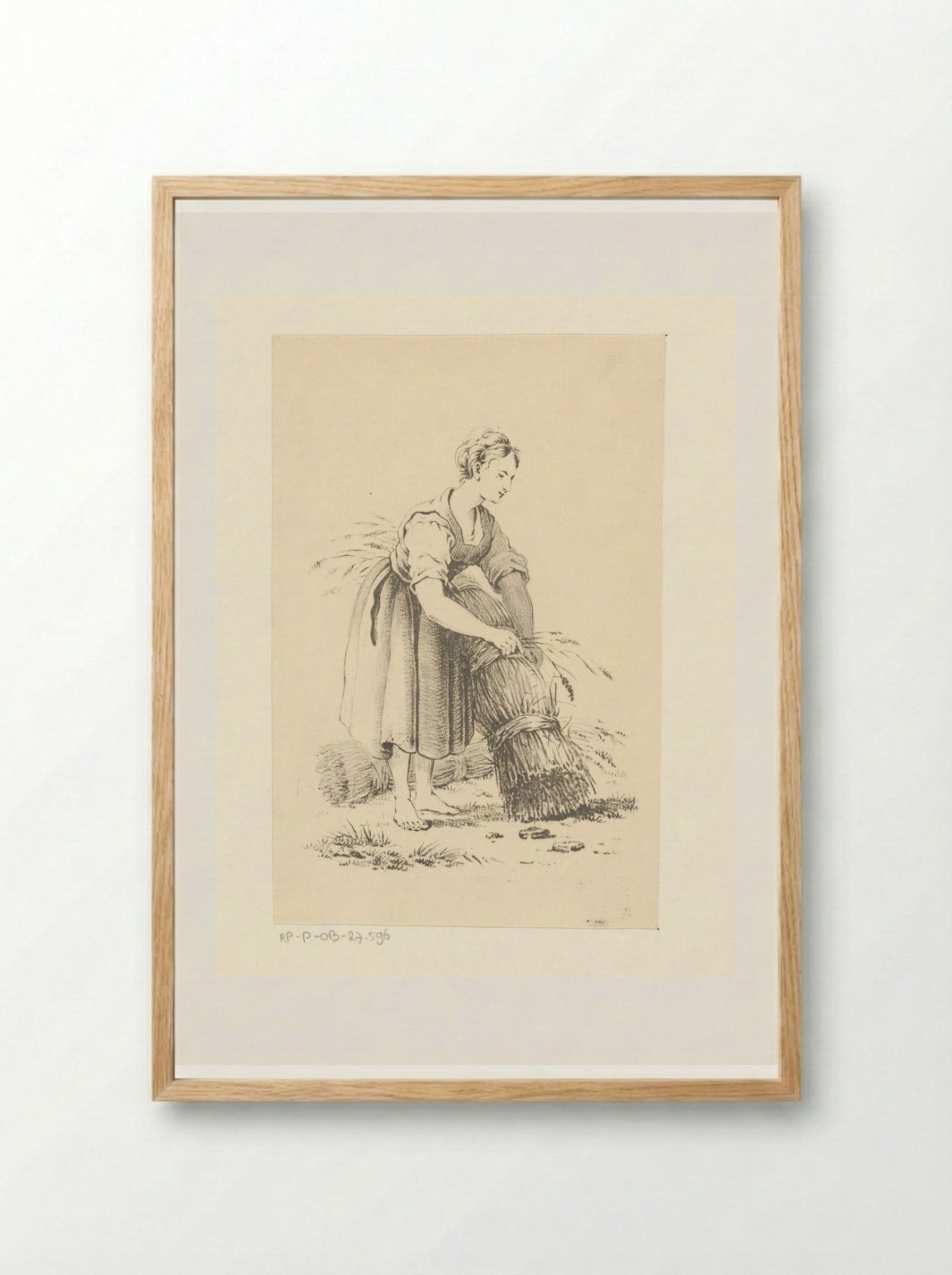 Vrouw met een korenschoof - Pieter Bartholomeusz. Barbiers - Framed Print Wood