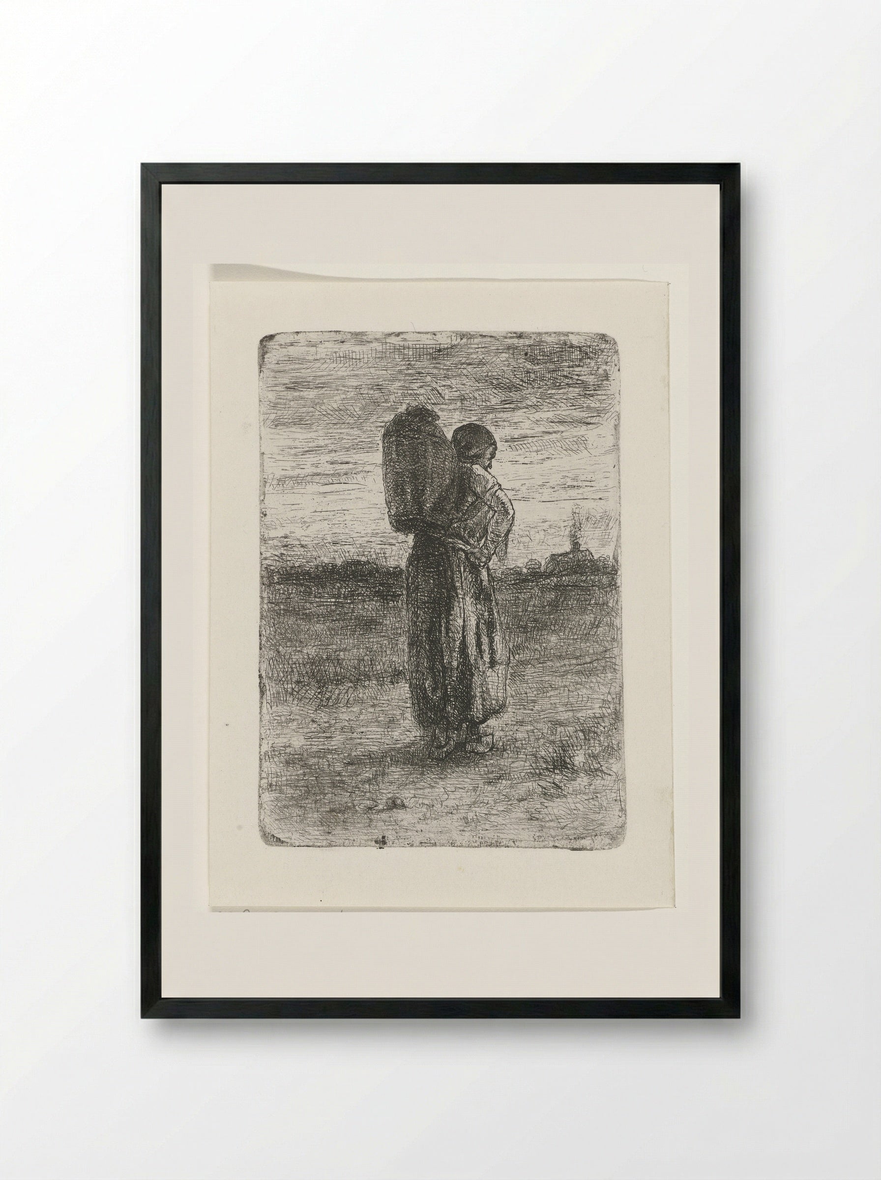 Vrouw met een mand op haar rug - Jozef Israëls - Framed Print Black