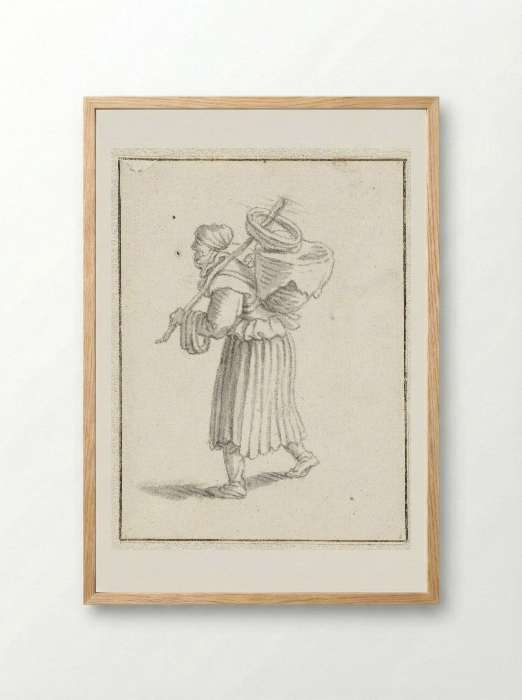 Vrouw met een mand op haar rug - Herman Saftleven - Framed Print Wood