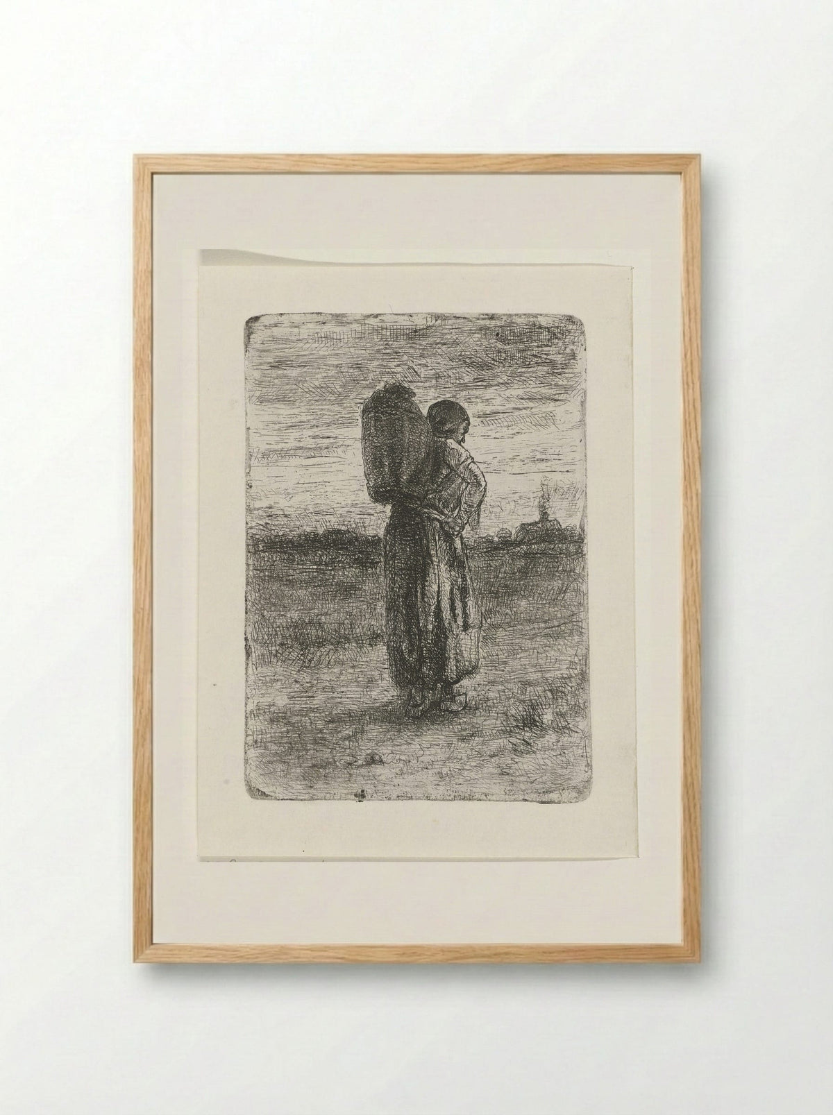 Vrouw met een mand op haar rug - Jozef Israëls - Framed Print Wood